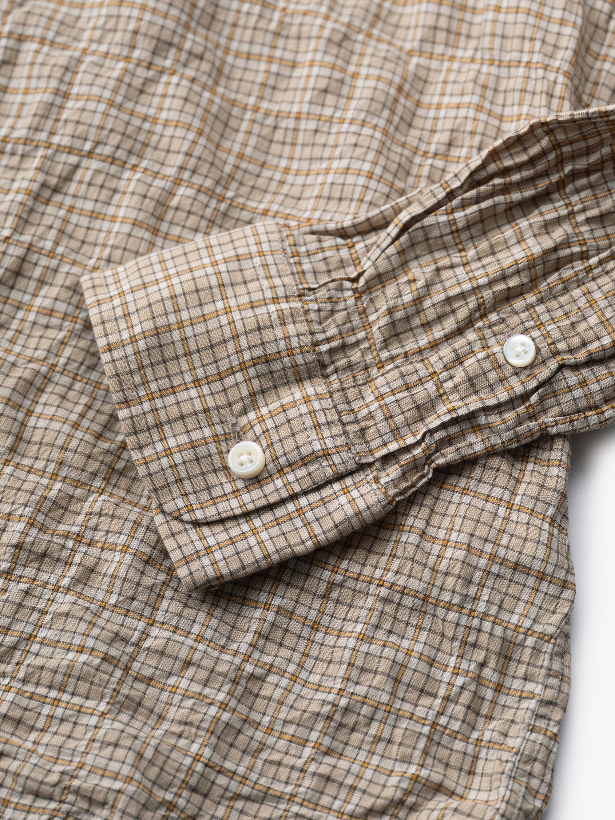 classico/h.b スタンドカラーシャツ/sharring check/natural nuts