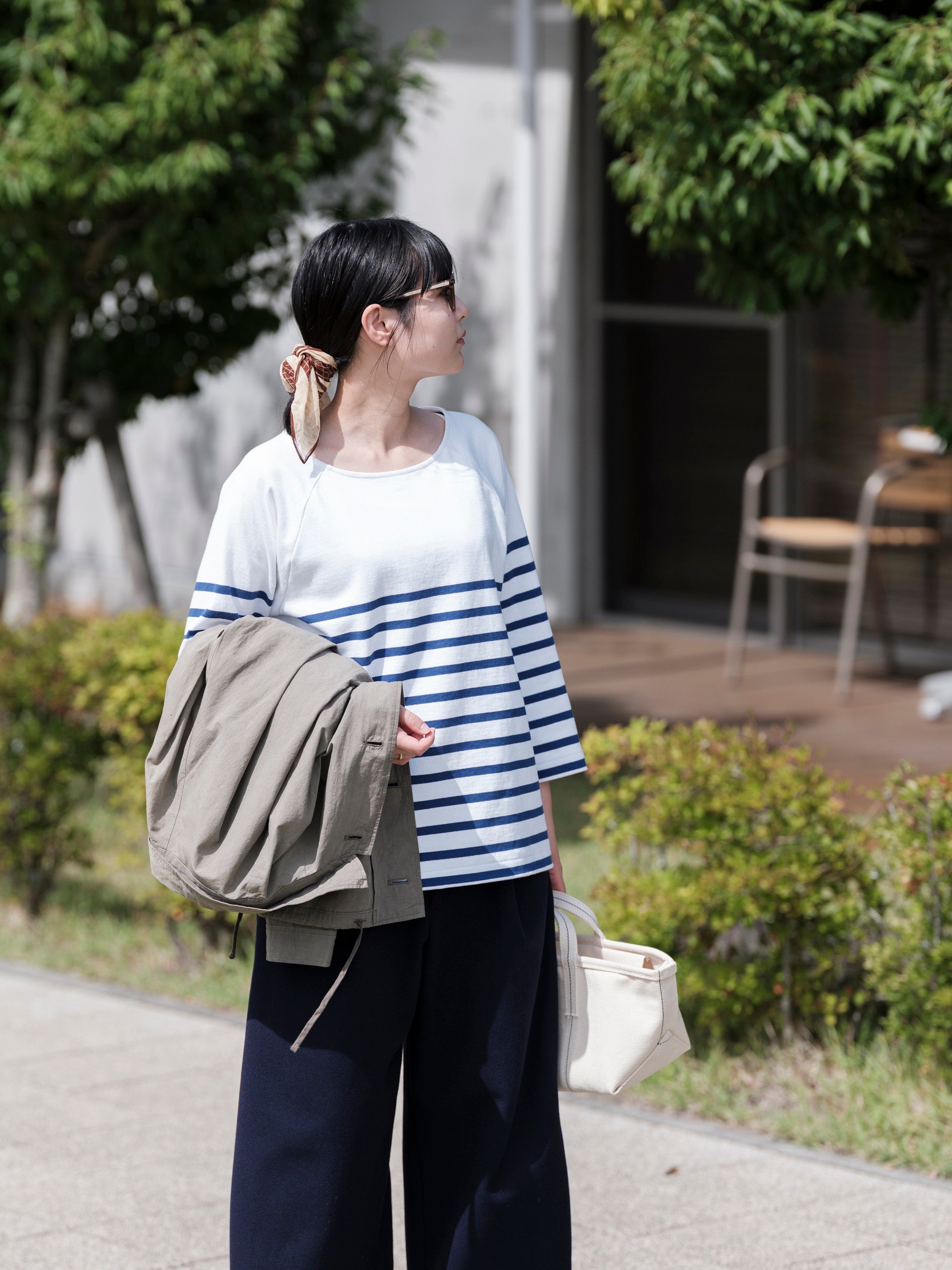 わざわざ/パン屋のTシャツ/ボーダー