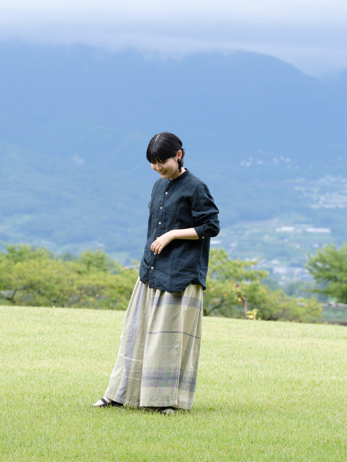 tamaki niime/wide pants long pocket/cotton