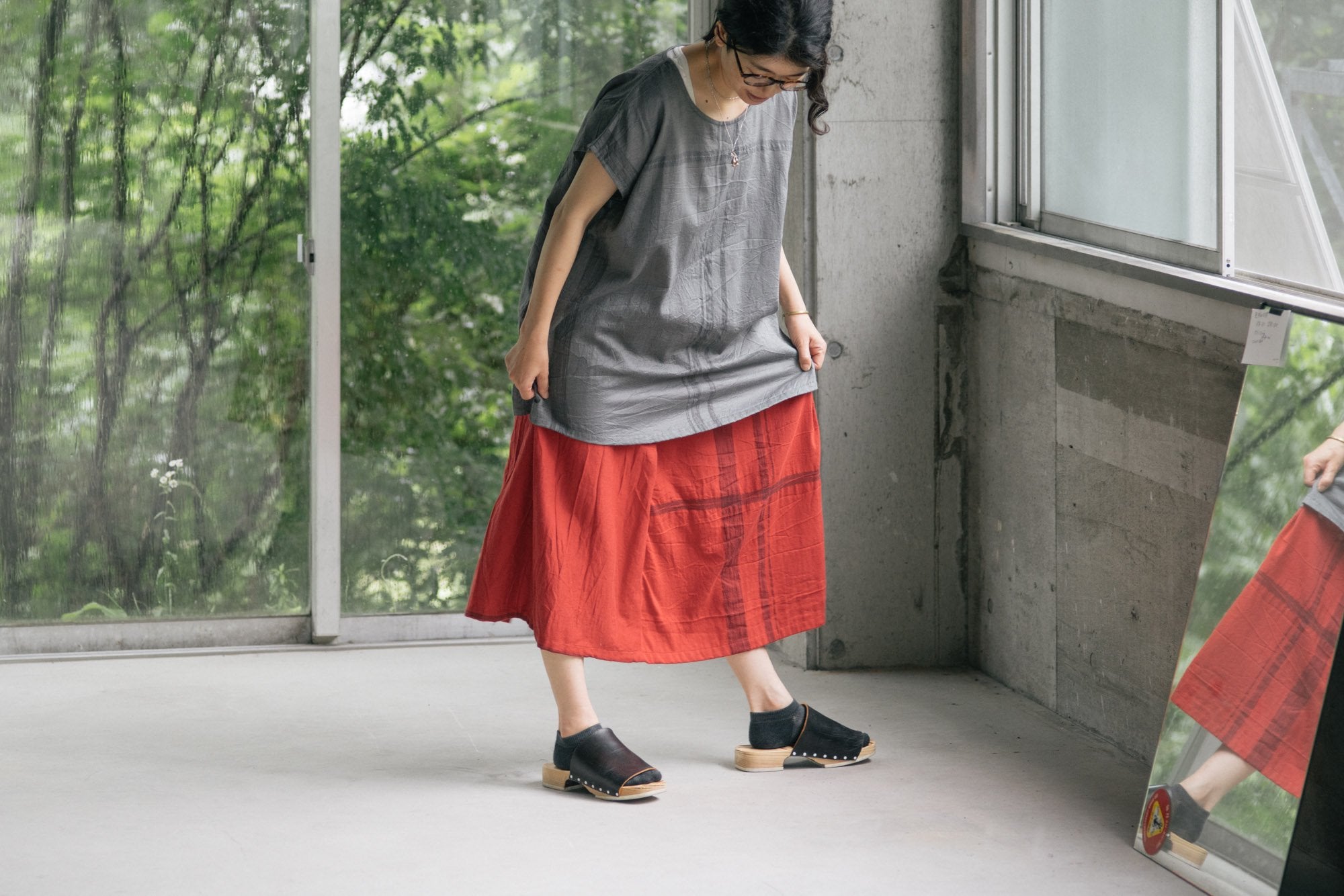 tamaki niime/powan skirt short/cotton