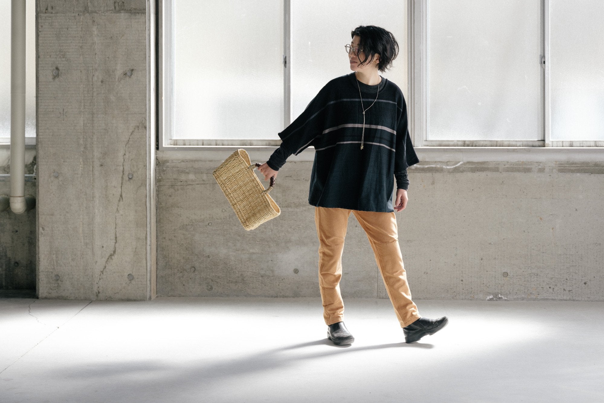 tamaki niime/fuwa-T half sleeves/wool