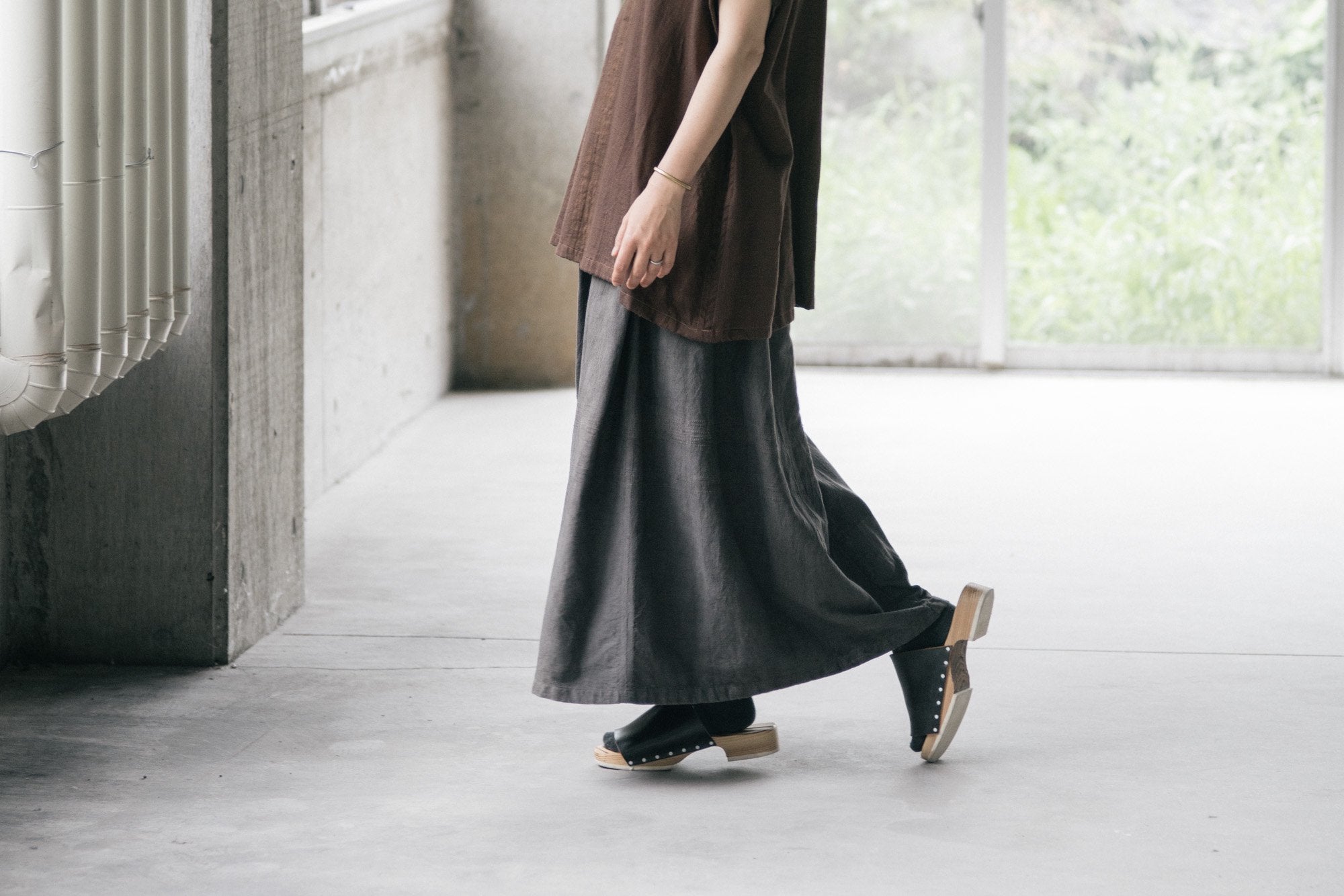 tamaki niime/powan skirt long/cotton