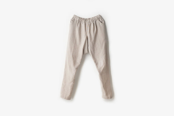 石徹白洋品店 たつけ ナチュラルパンツ ベージュ　ズボン たつけ リネン 生成｜石徹白洋品店