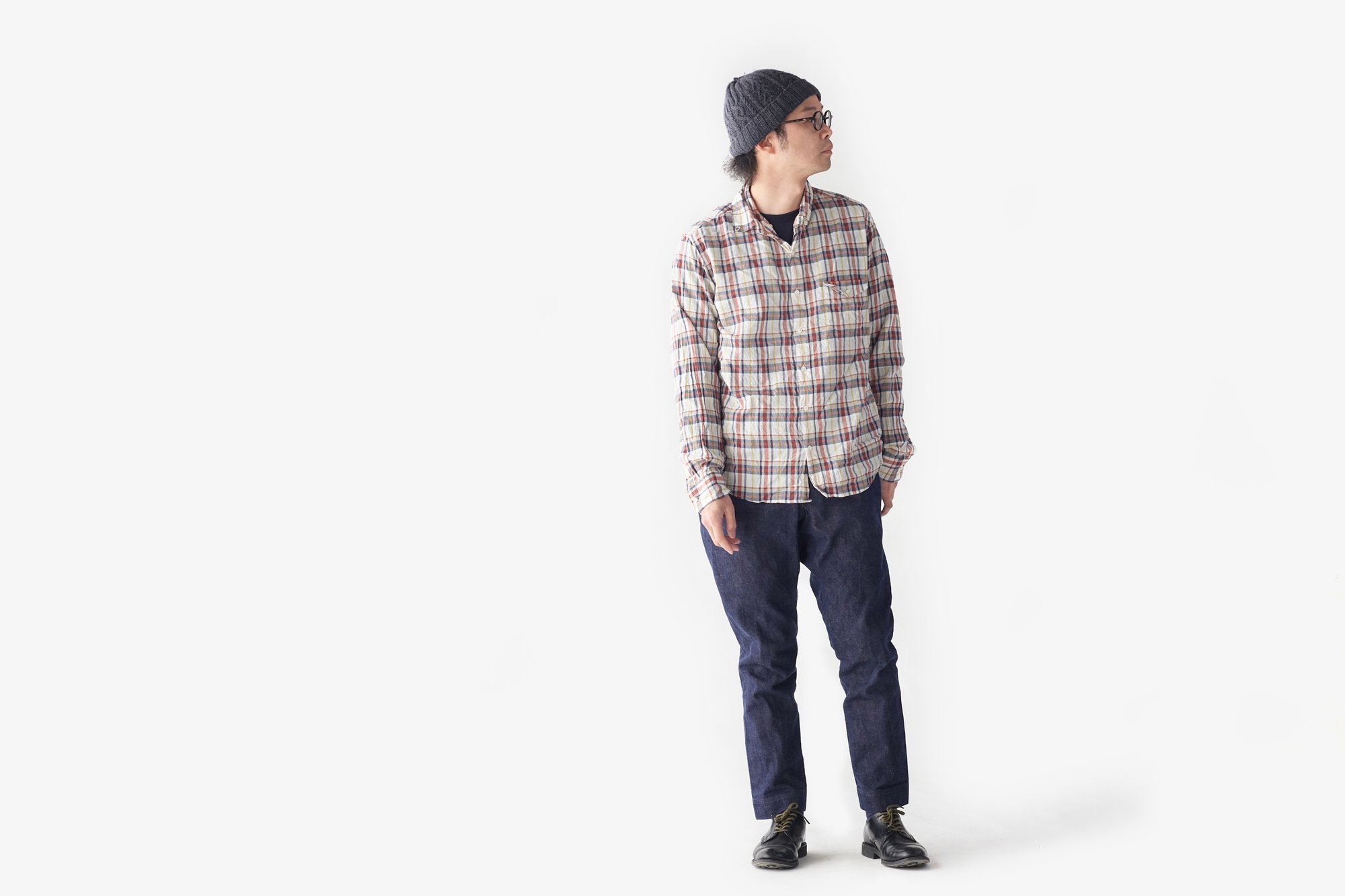 h.b b.d.シャツ shirring check｜classico