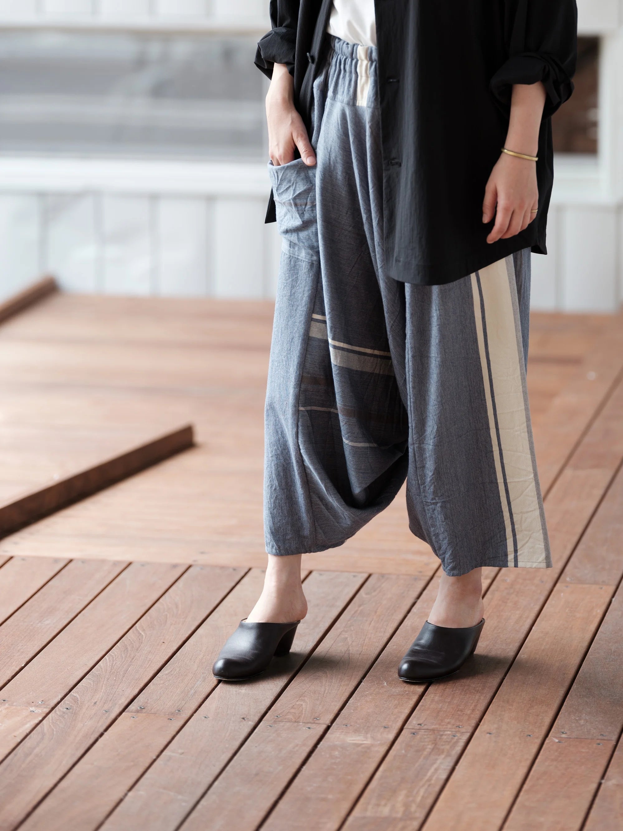 玉木新雌 tamaki niime タルンパンツロング 黒 tarun pants long|tamaki niime 玉木新雌