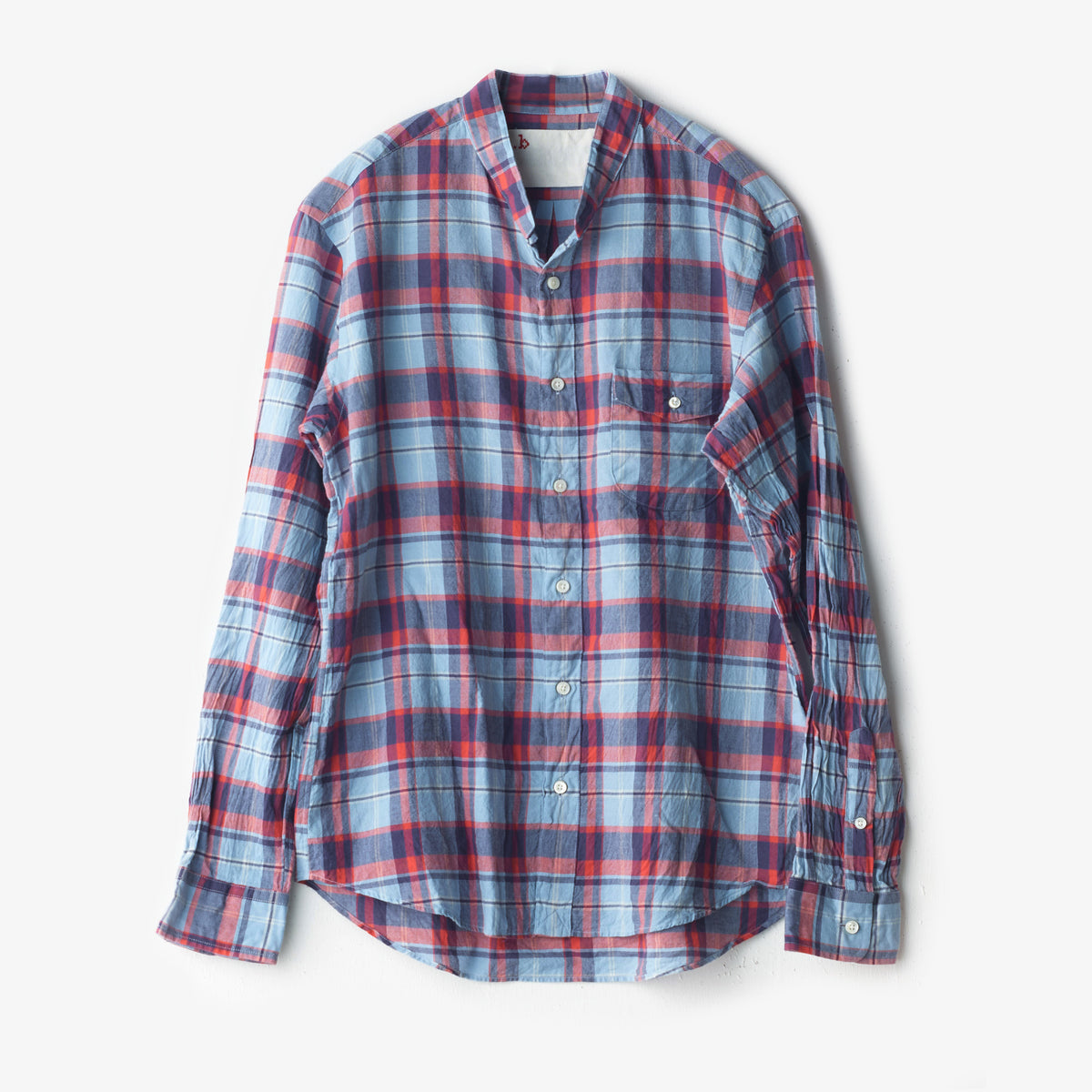 h.b スタンドカラーシャツ オーガニックコットン sundar check｜classico