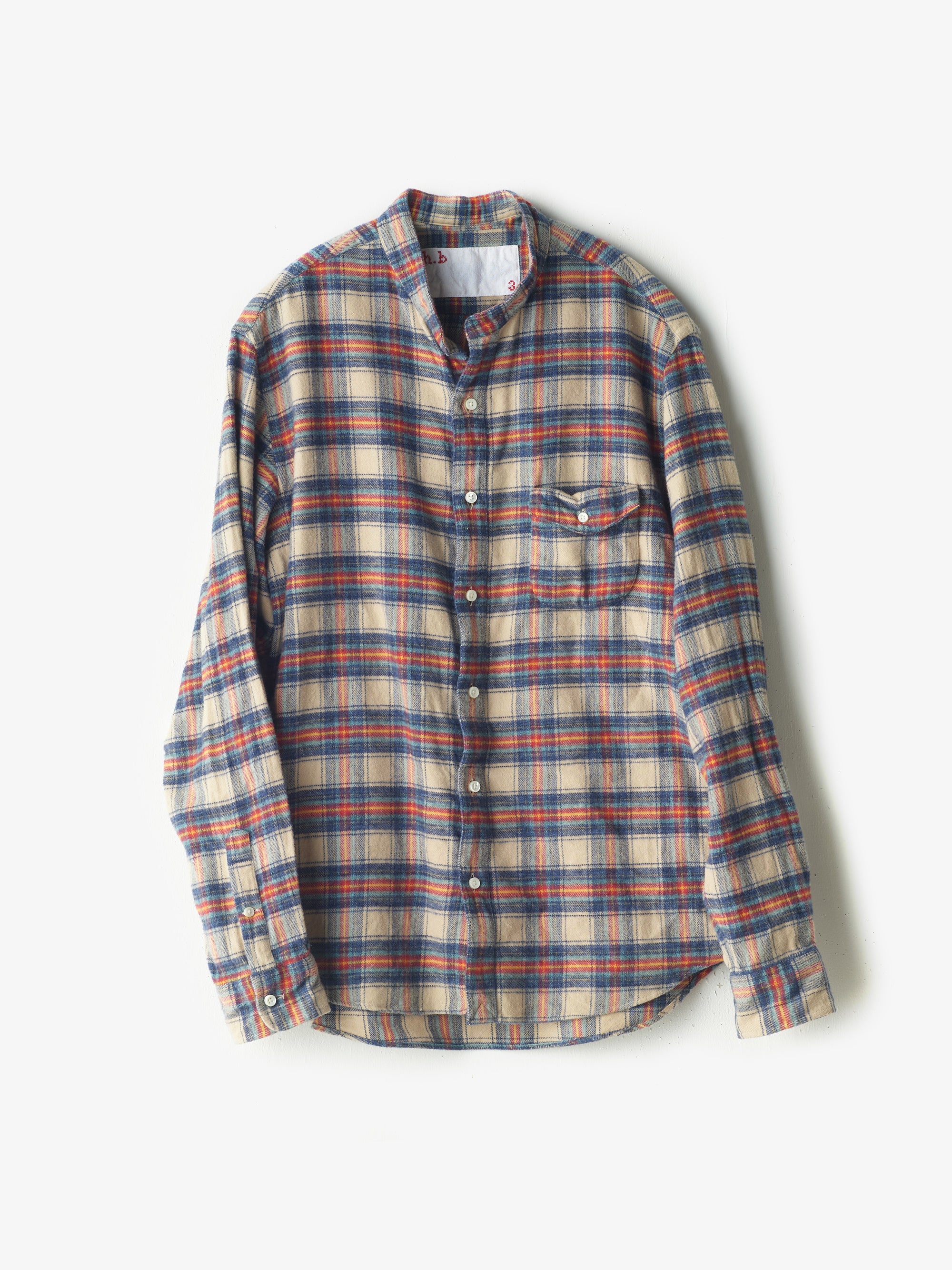 classico/h.b スタンドカラーシャツ/flannel check