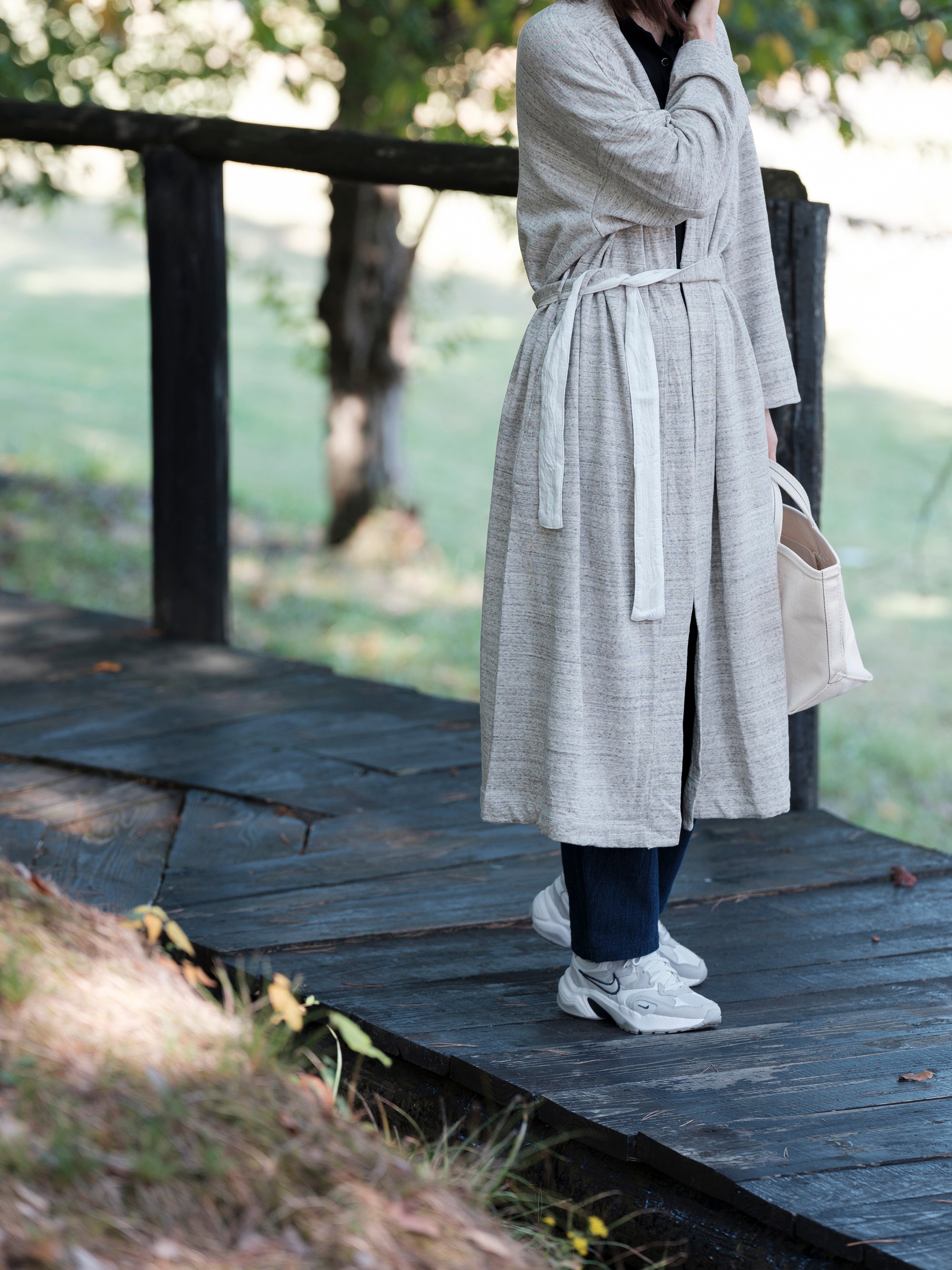 緑綿ガーゼ微起毛 ロングカーディガン｜yohaku（余白）