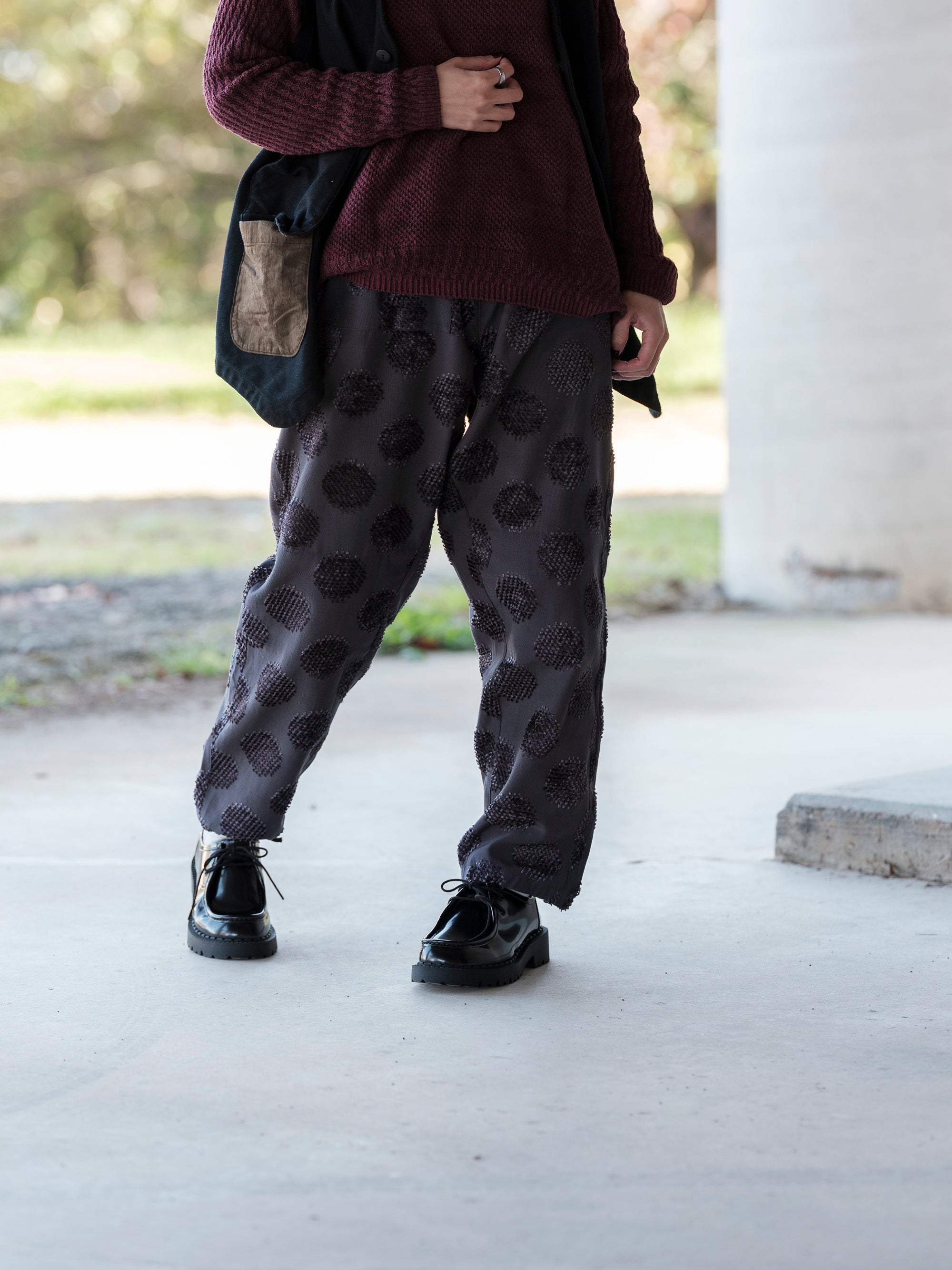 うなぎの寝床/Farmers’ MONPE/桐生/カットジャガード/ドット柄