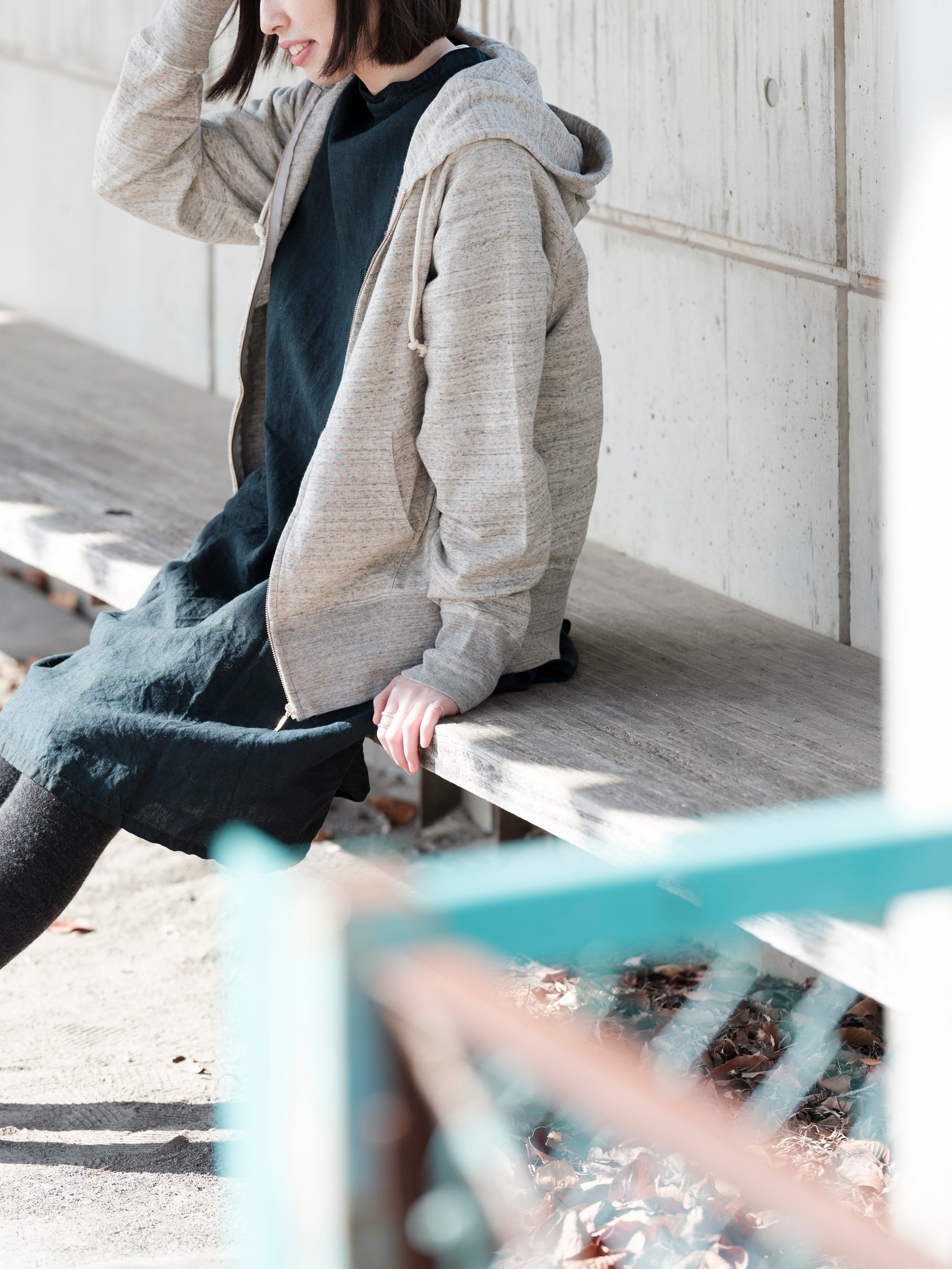 yohaku/緑綿ガーゼ微起毛/ジップパーカー