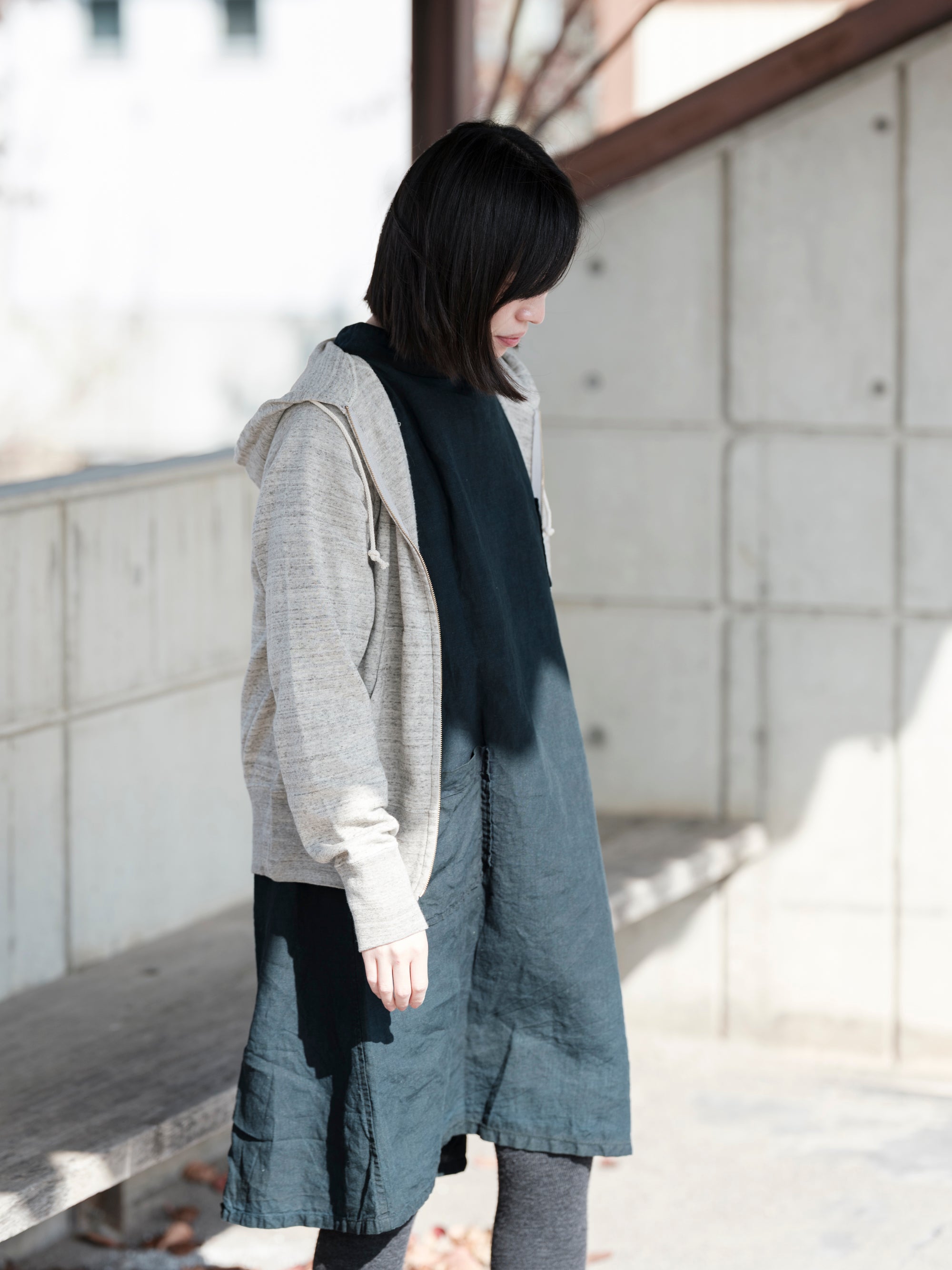 yohaku/緑綿ガーゼ微起毛/ジップパーカー