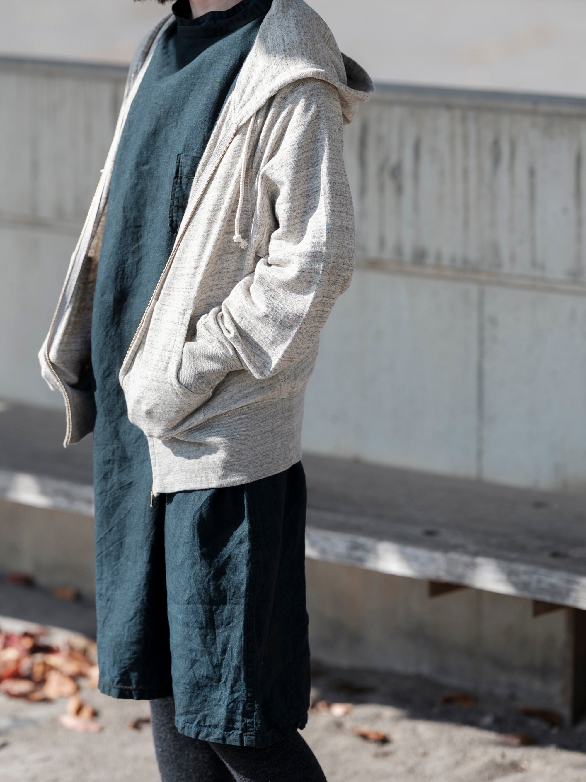 yohaku/緑綿ガーゼ微起毛/ジップパーカー