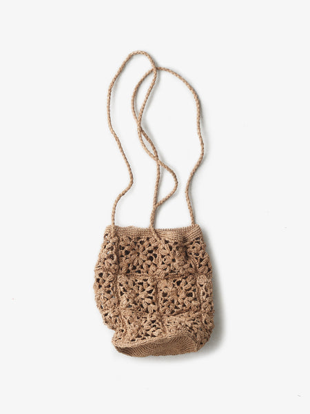 ラフィアモチーフ編みバッグ長ハンドル｜松野屋