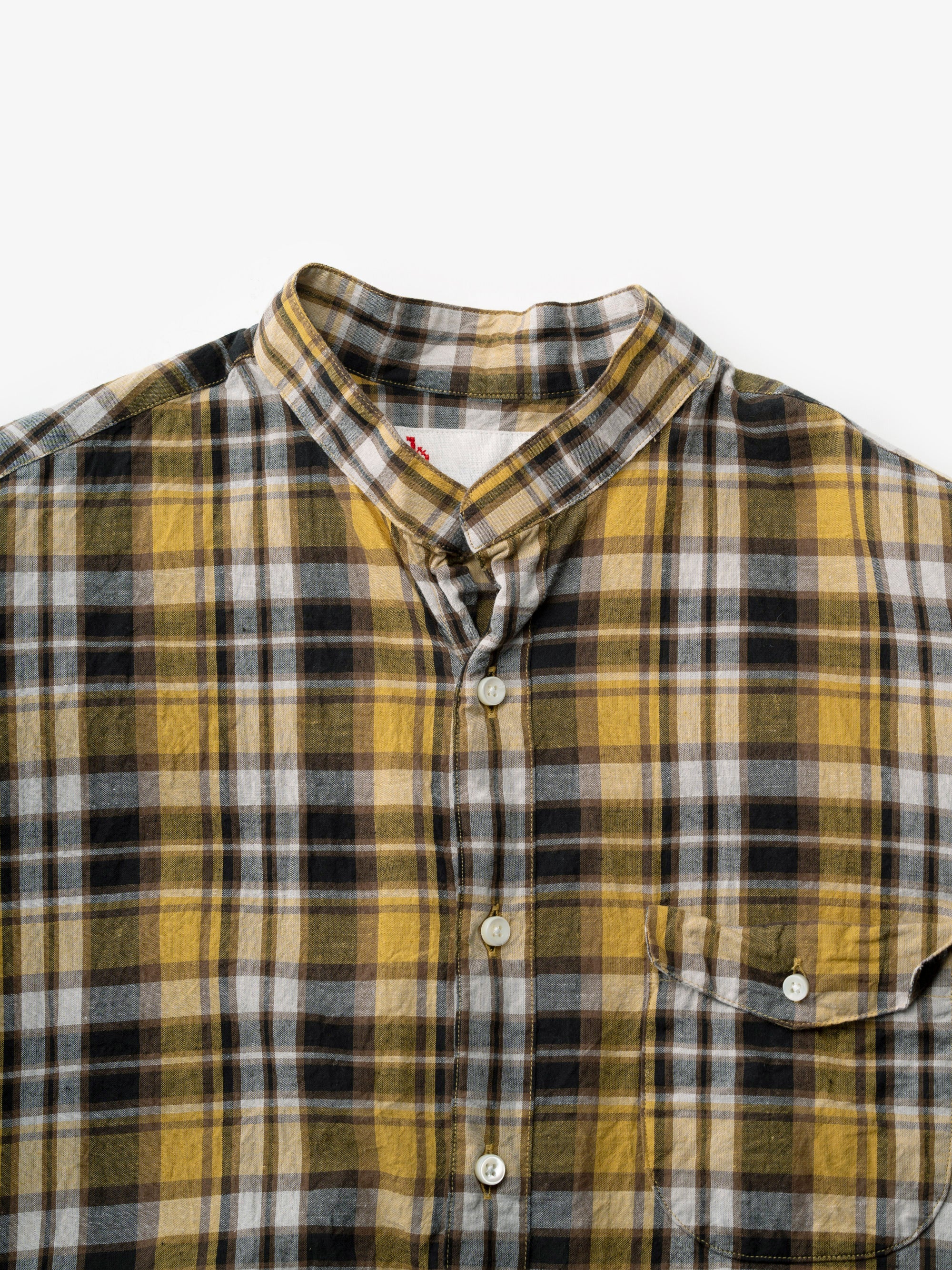 classico/h.b スタンドカラーシャツ/cotton linen check