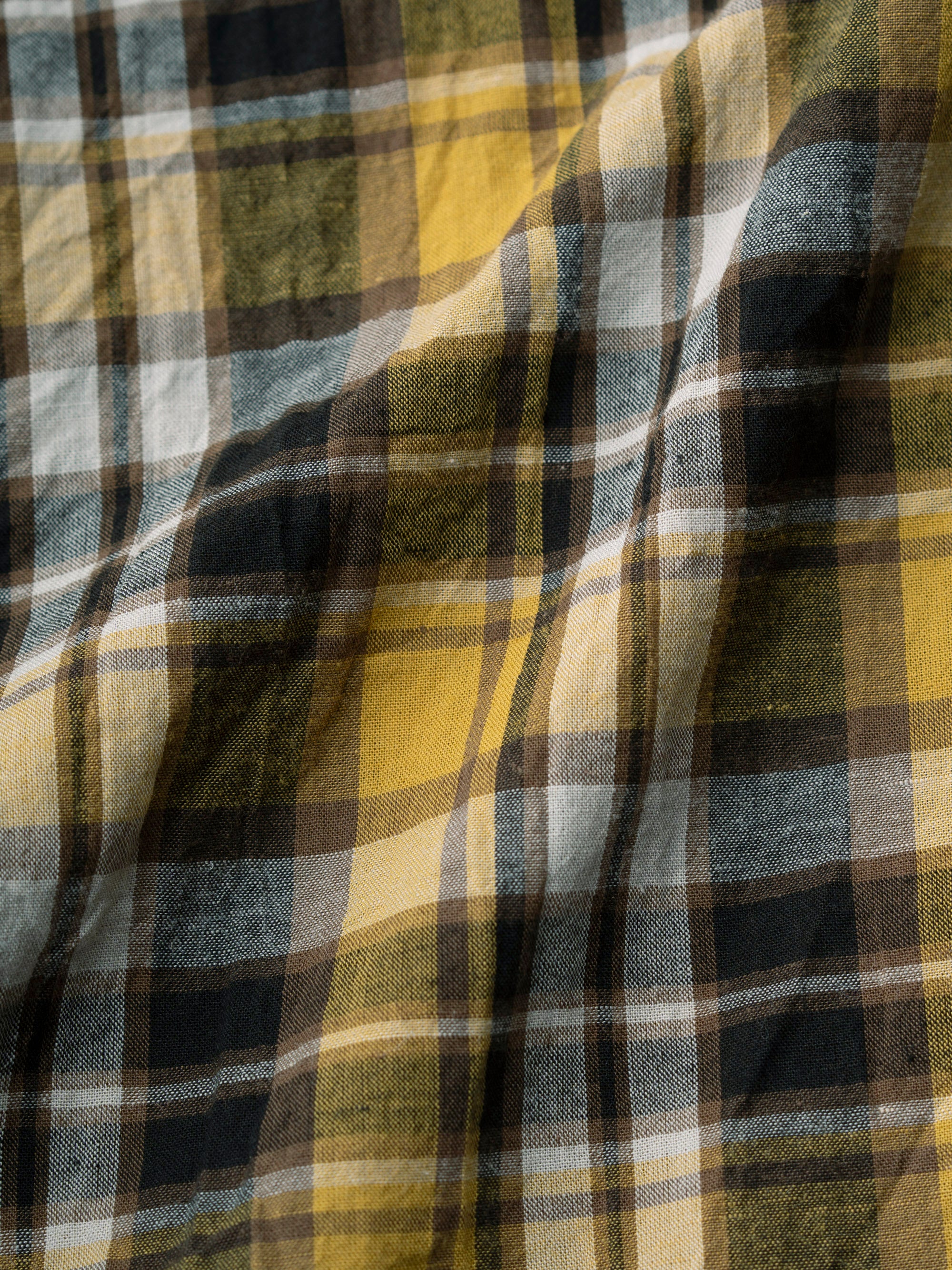 classico/h.b スタンドカラーシャツ/cotton linen check