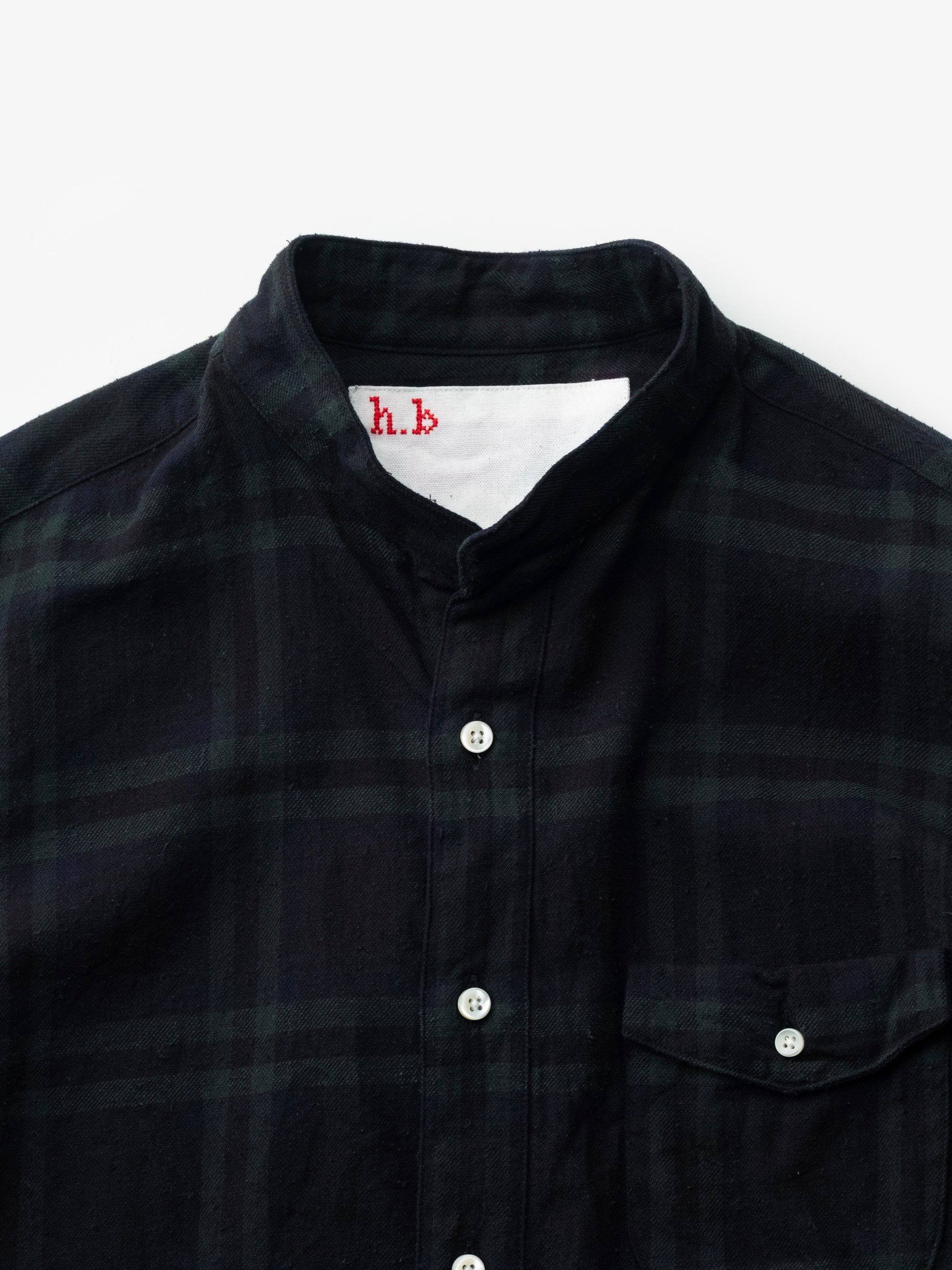 classico/h.b スタンドカラーシャツ/コットンシルク ビエラ