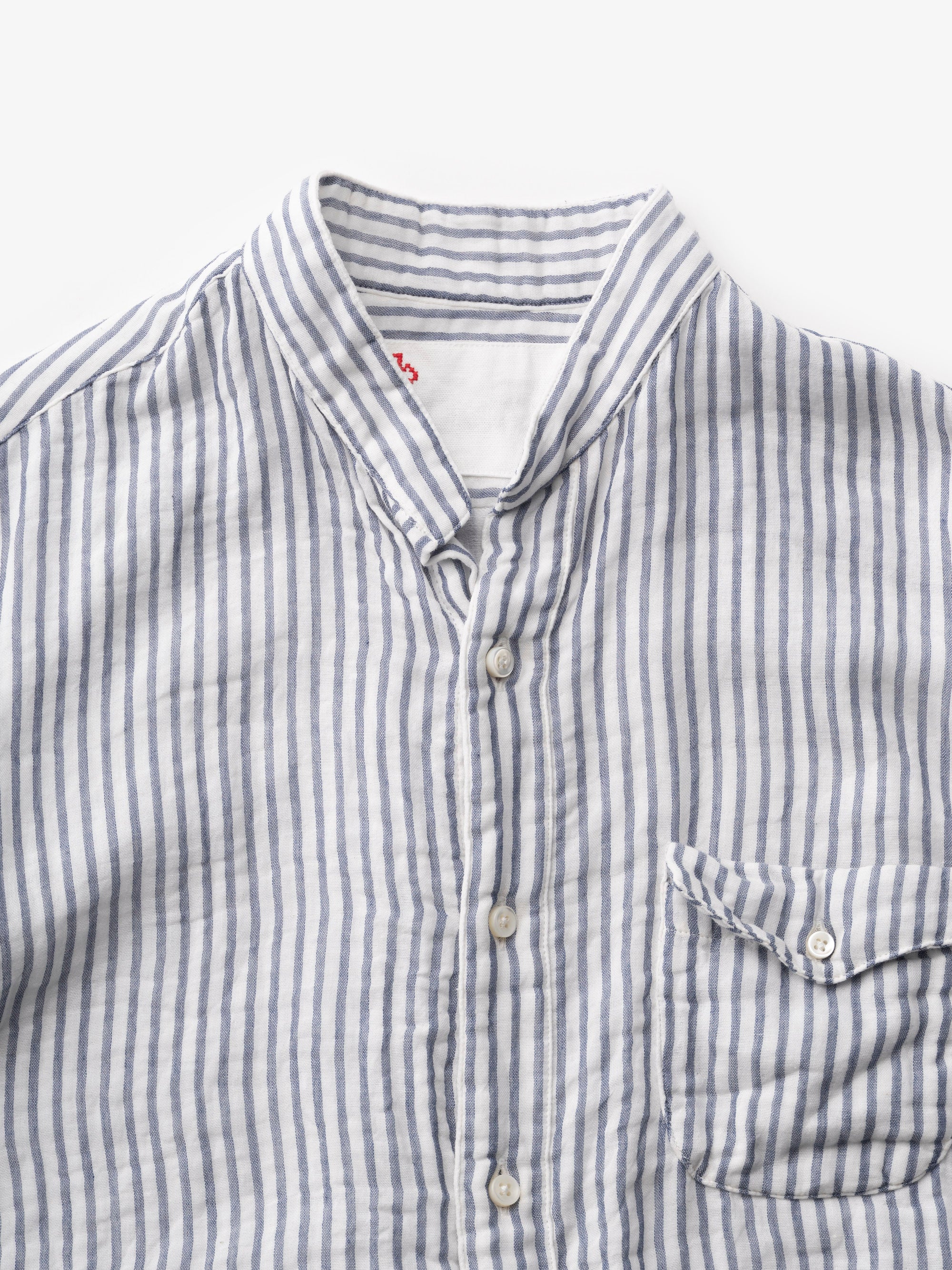 classico/h.b スタンドカラーシャツ/ダブルガーゼ ストライプ