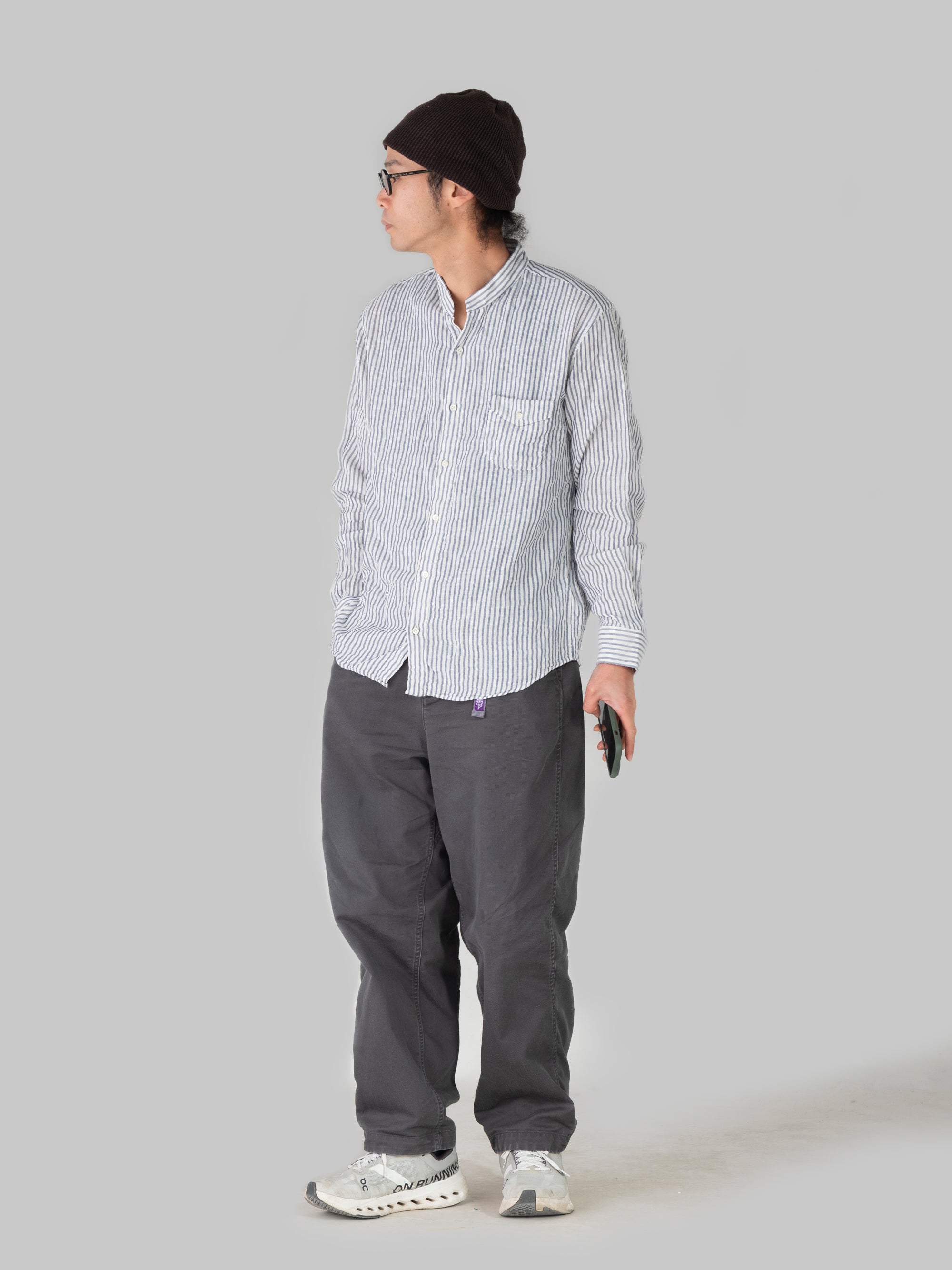 MASATO.C　② 805050 h.b スタンドカラーシャツ ダブルガーゼ ストライプ｜classico