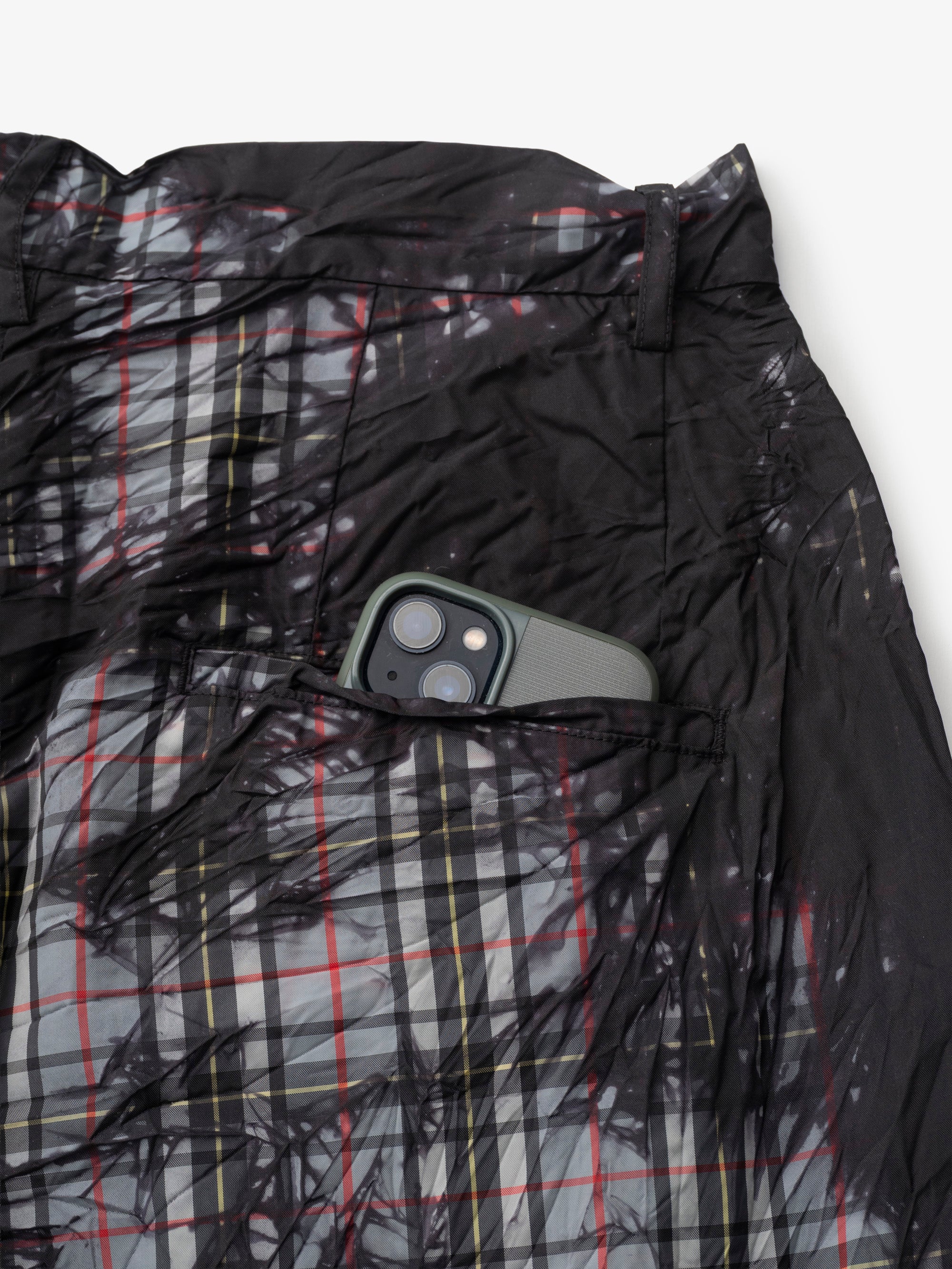 宝島染工/ワイドクロップドパンツ KAGE check GRAY/乙なもの