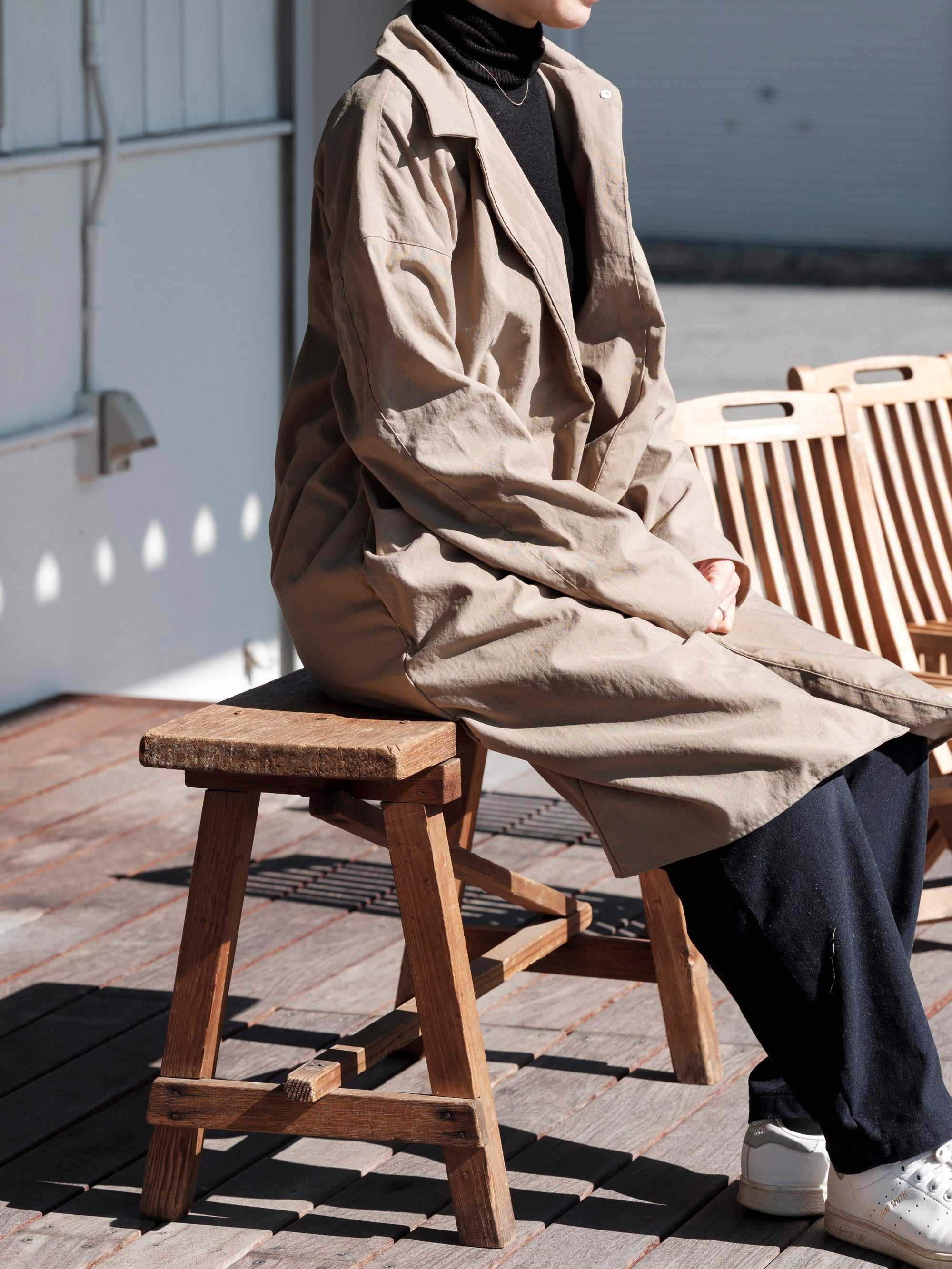 MUYA/ナイロン リバリーコート/ステンカラー