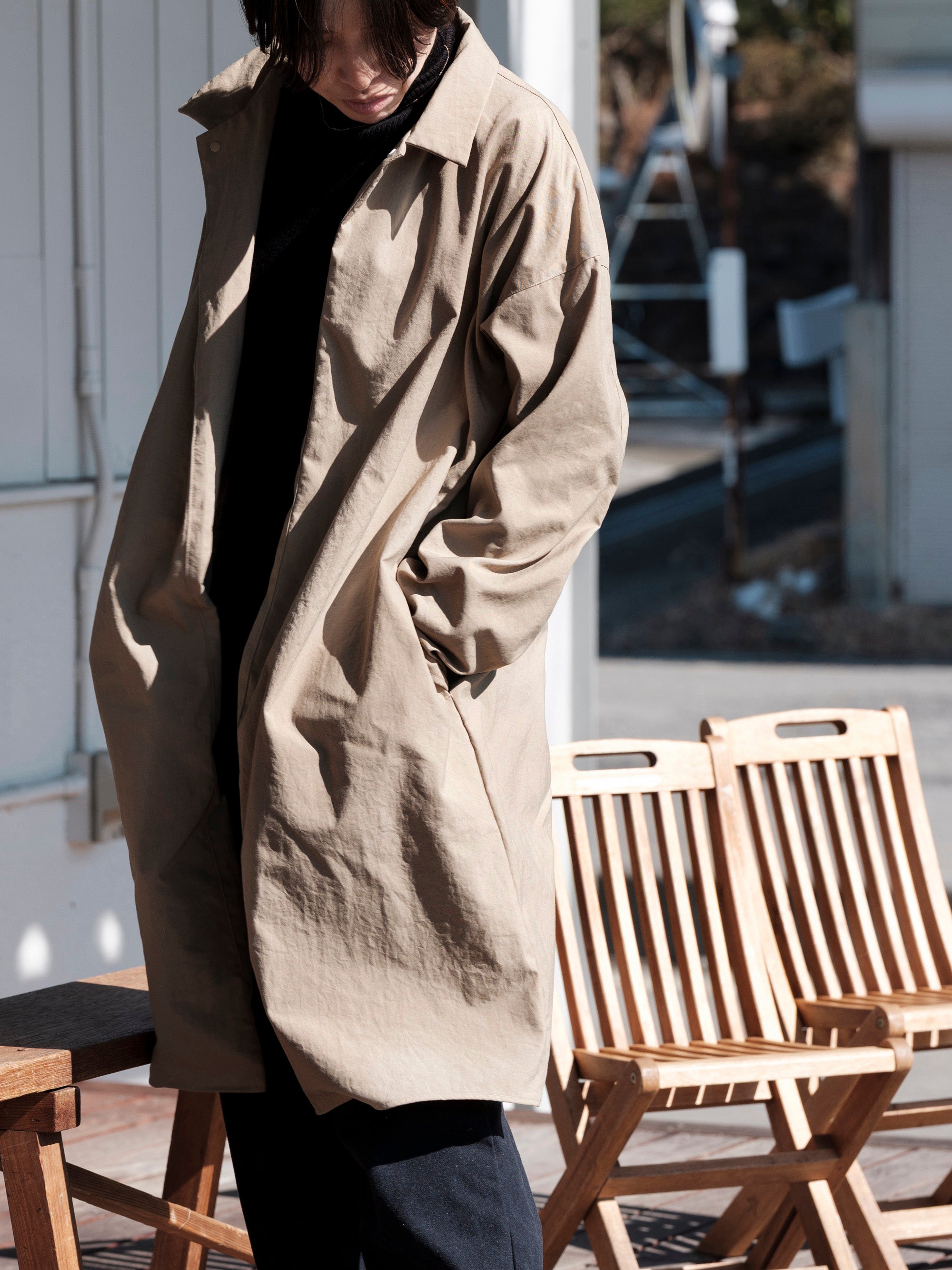 ナイロン リバリーコート ステンカラー｜MUYA