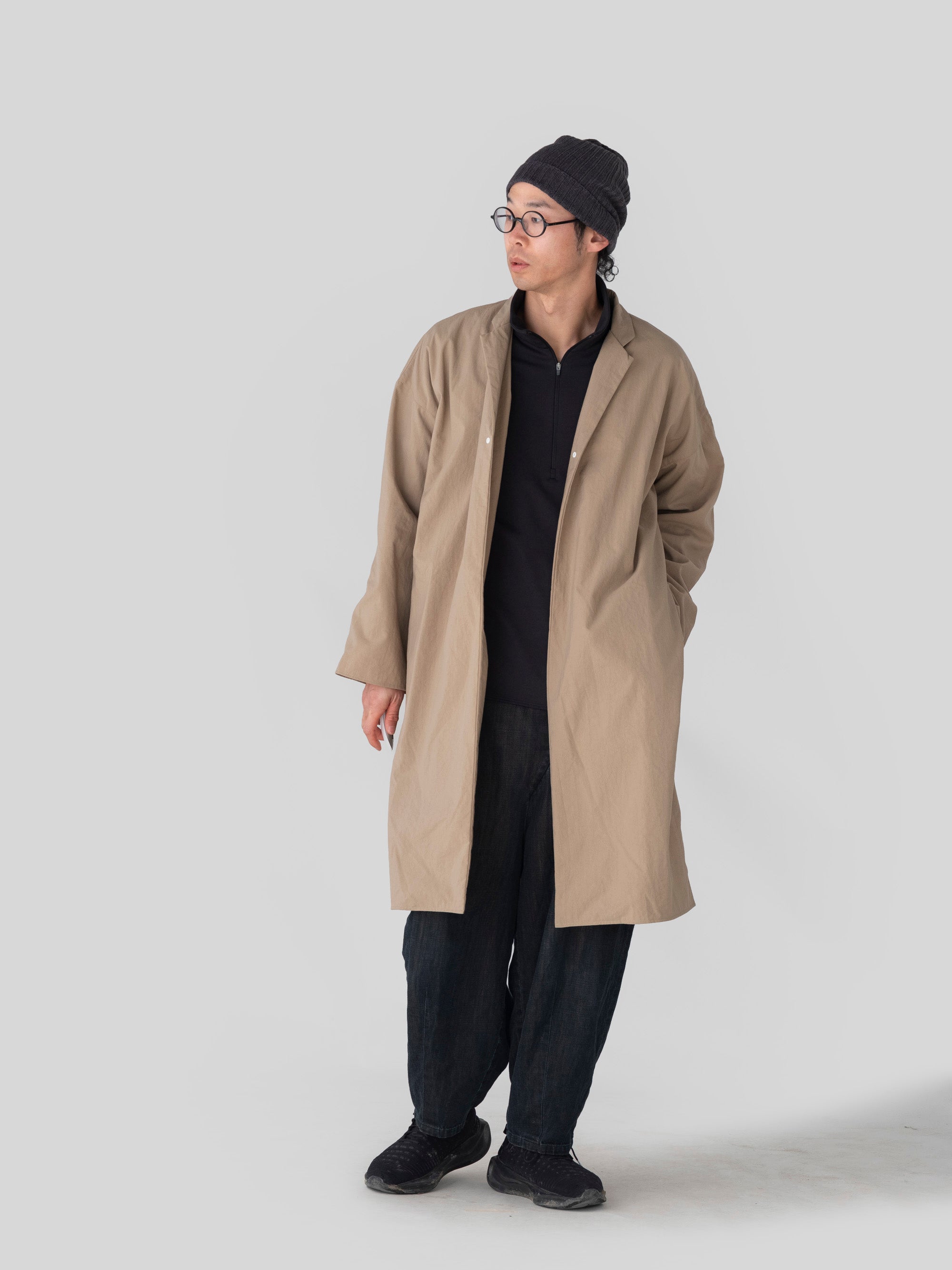 MUYA/ナイロン リバリーコート/テーラードカラー