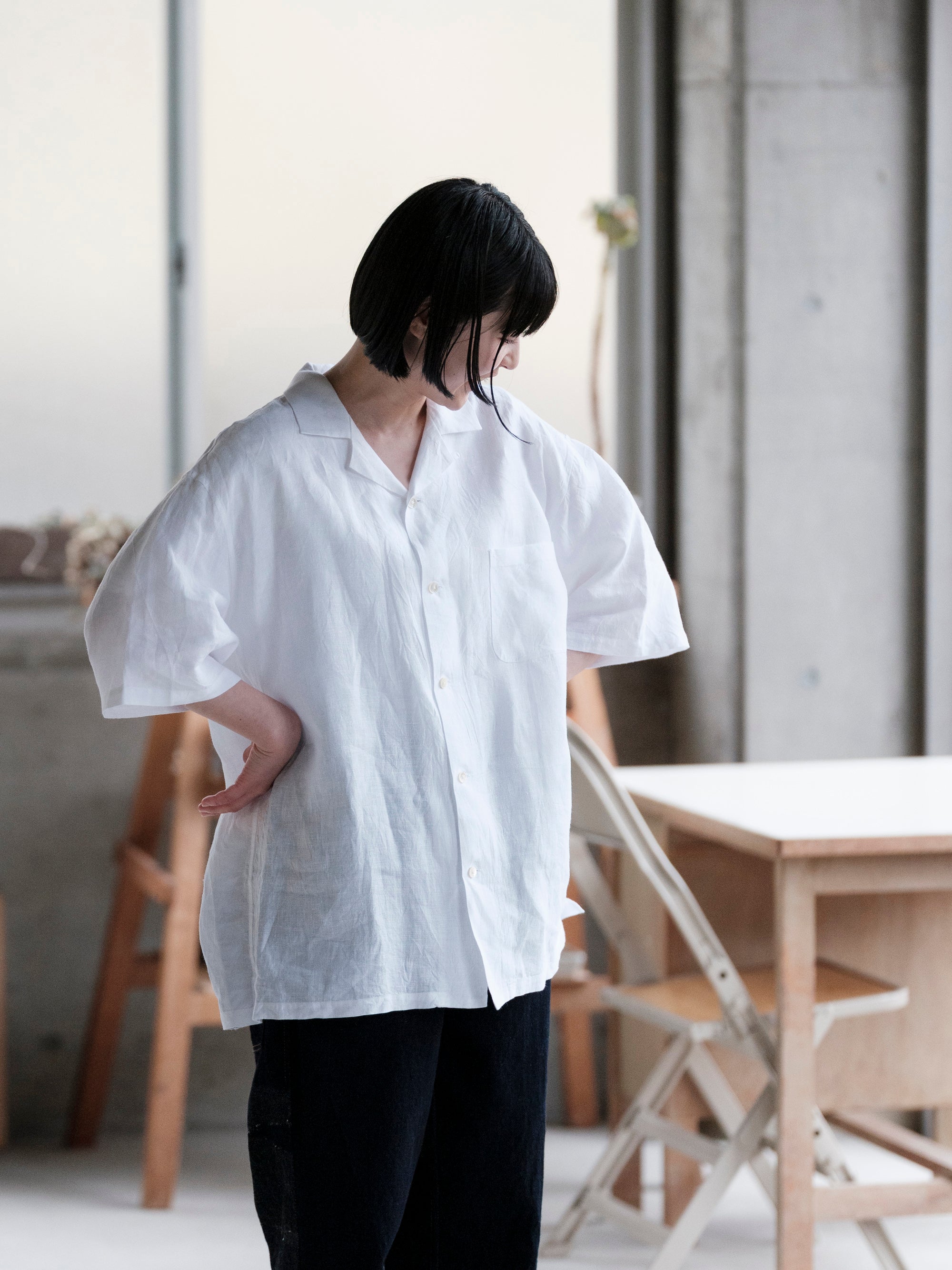 Charpentier de Vaisseau/Silas/Bergian Linen Open Collar Shirt