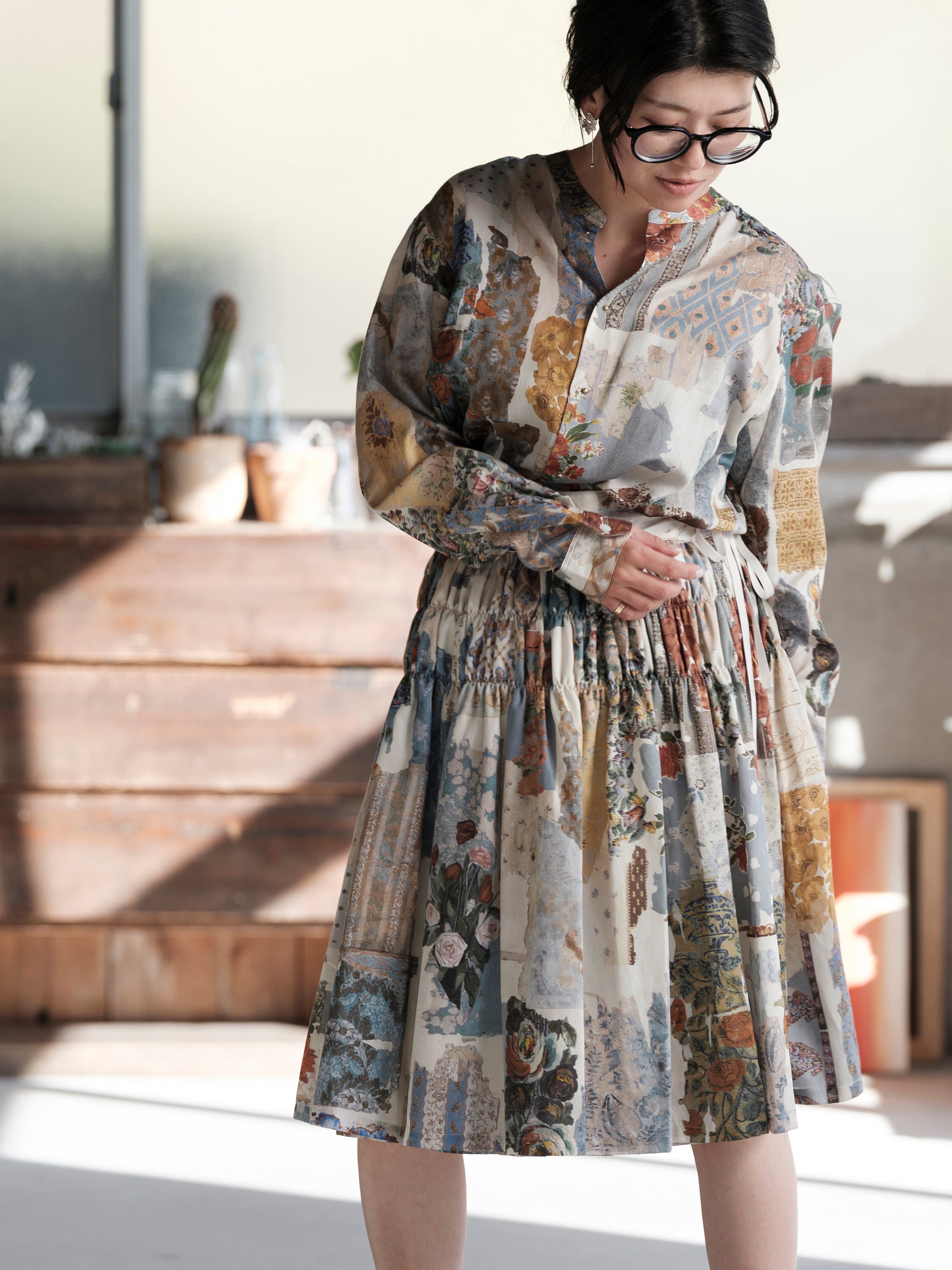 Festival Wrap Skirt Travel memories print｜ASEEDONCLOUD
