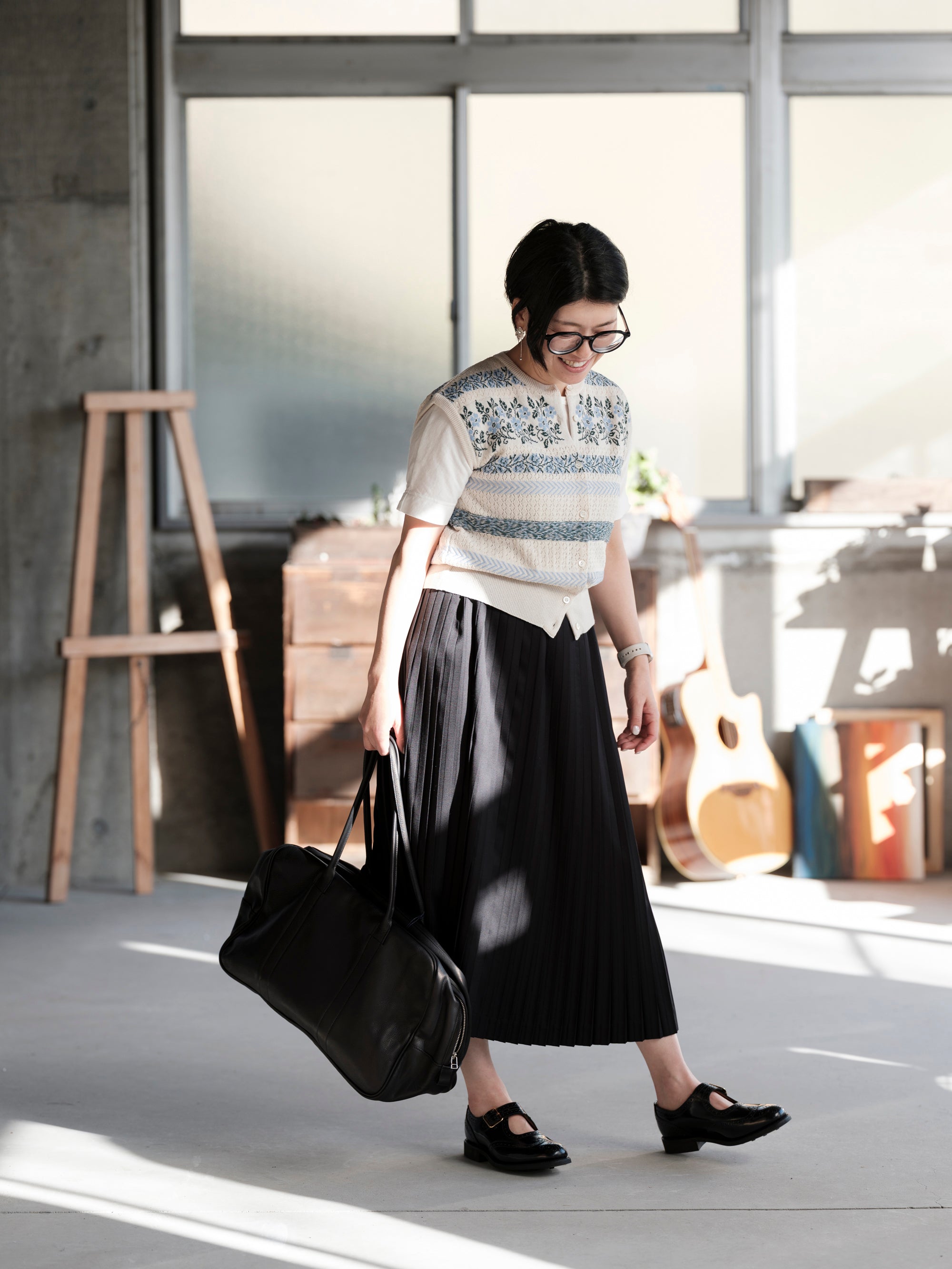 ASEEDONCLOUD/Flower Jacquard Knit Vest