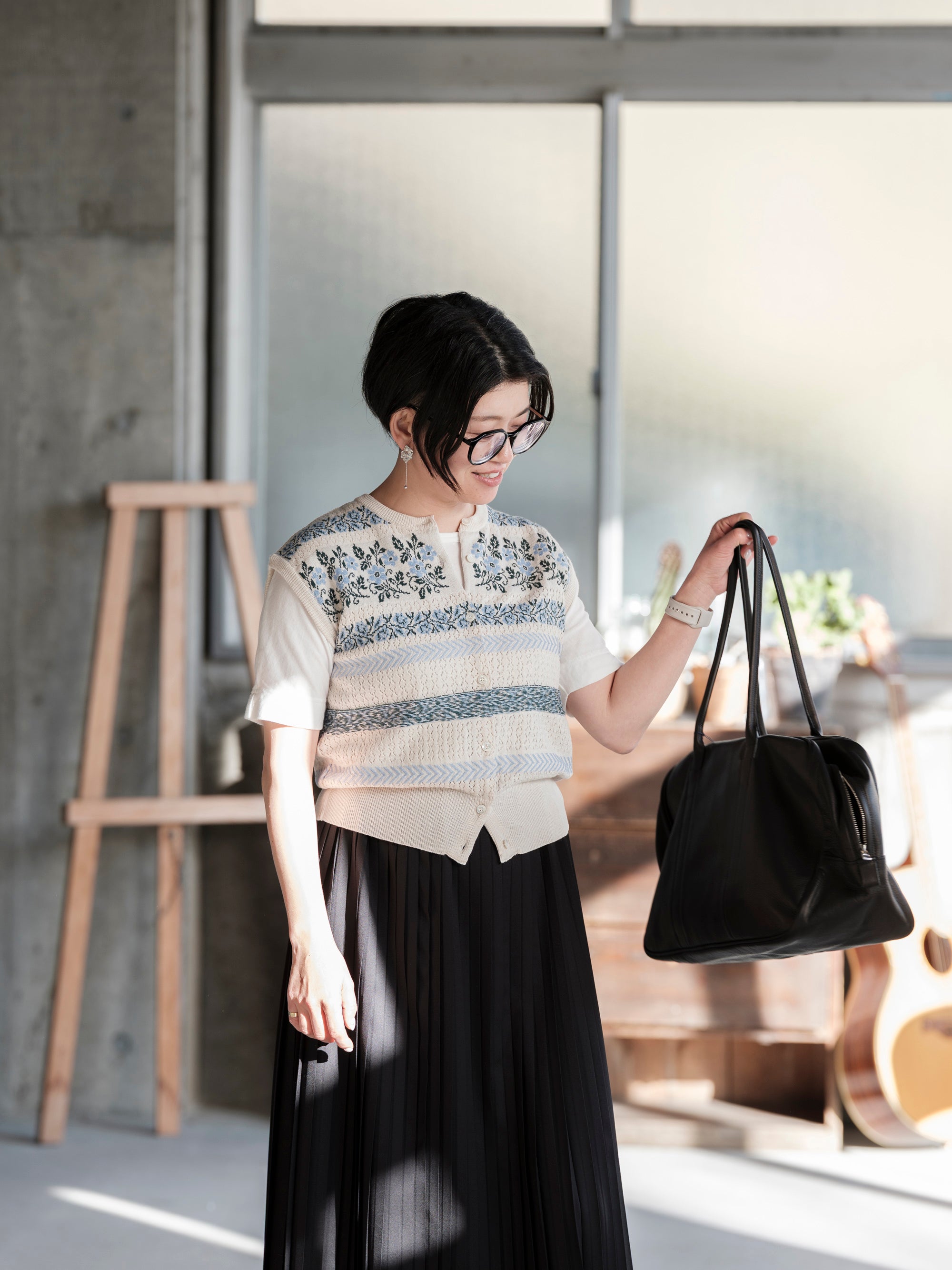 ASEEDONCLOUD/Flower Jacquard Knit Vest