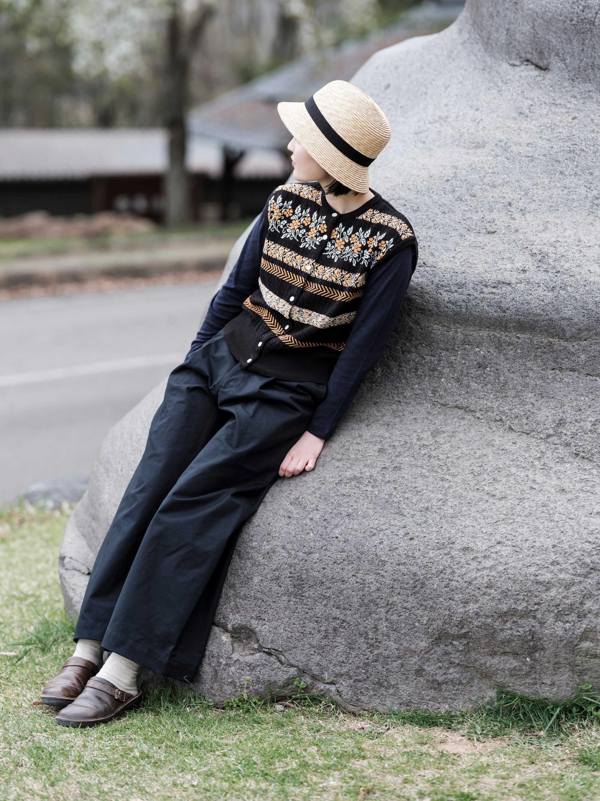 ASEEDONCLOUD/Flower Jacquard Knit Vest