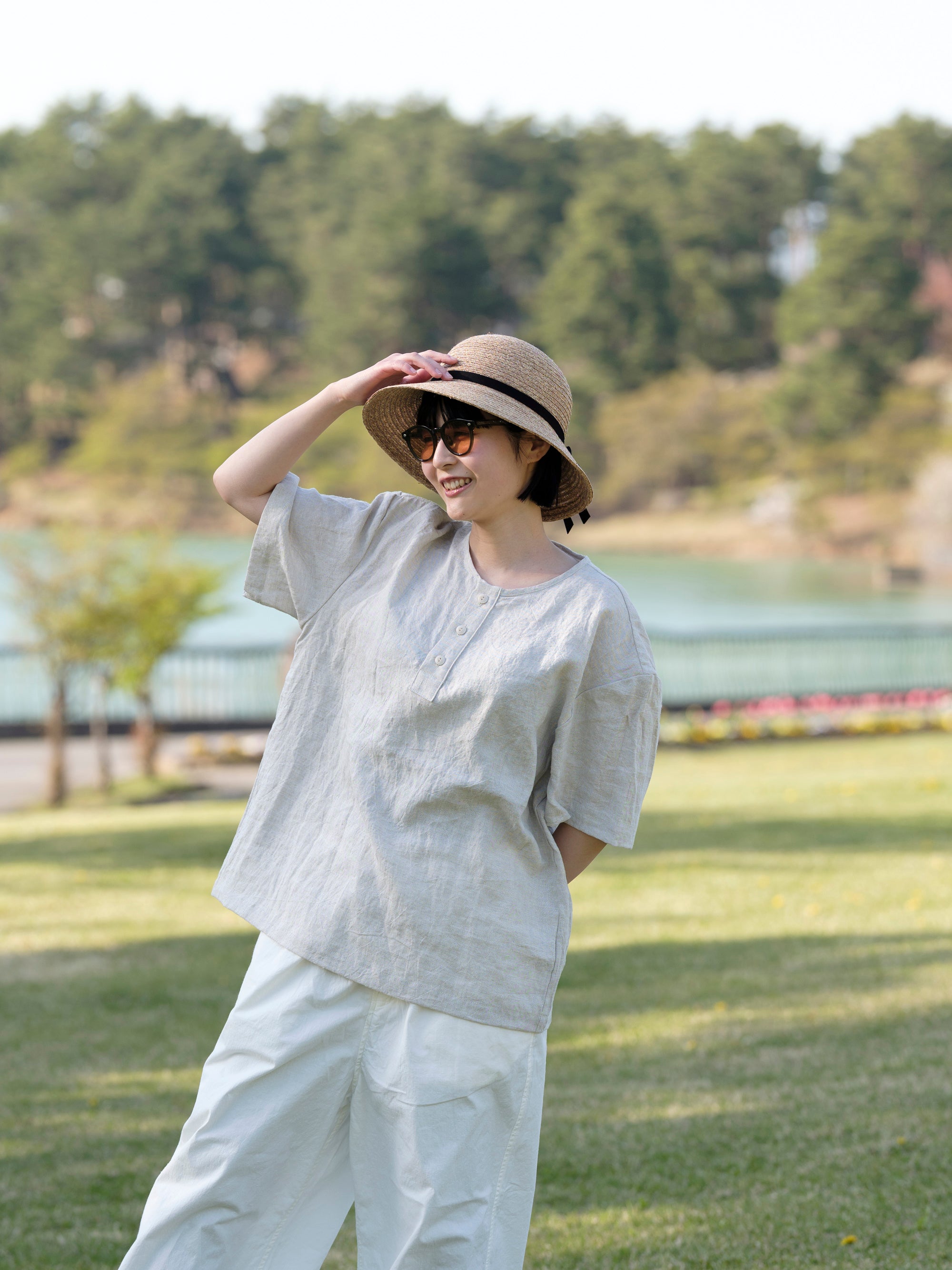 MUYA/ショートスリーブヘンリーネックシャツ