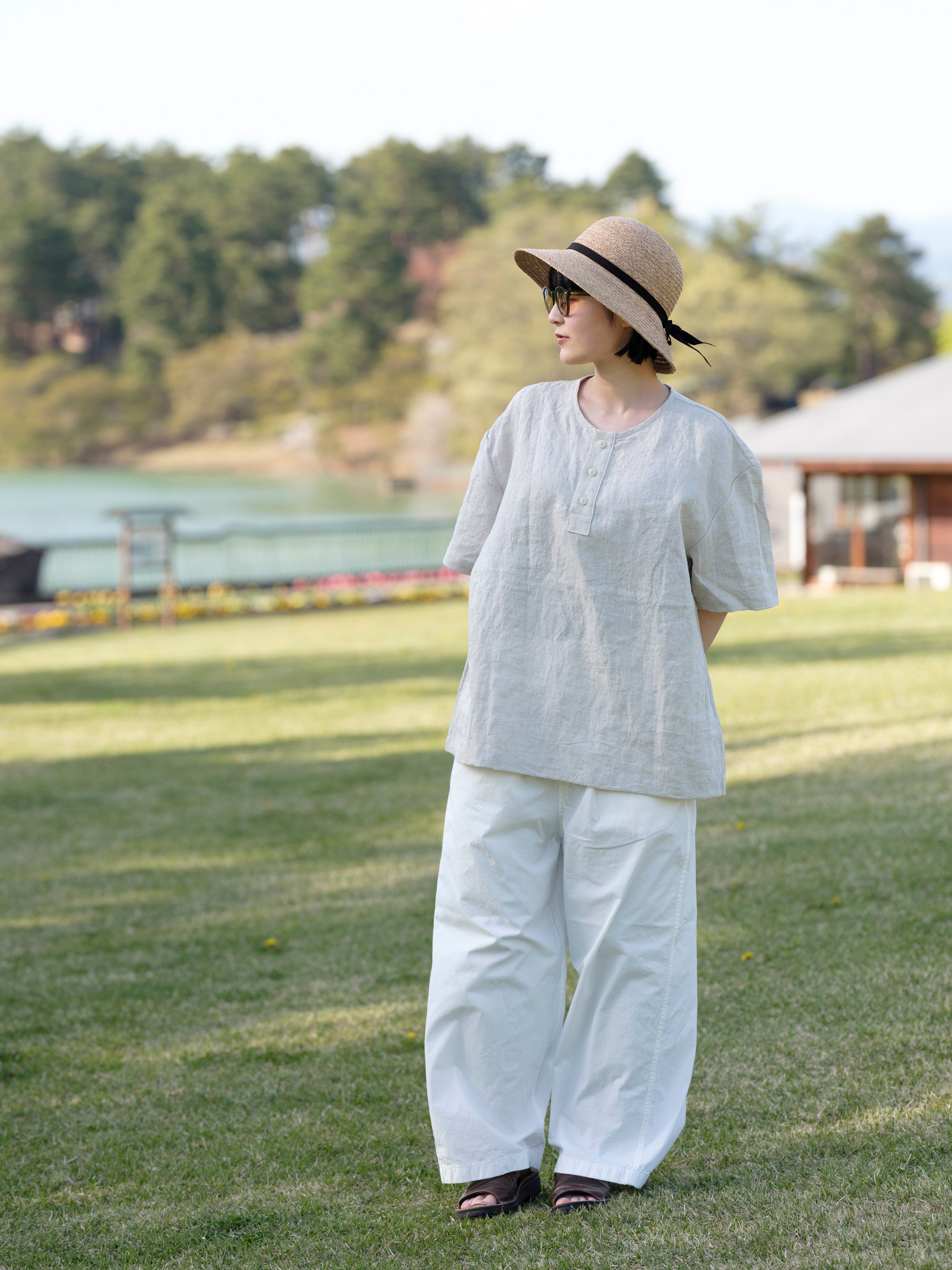 MUYA/ショートスリーブヘンリーネックシャツ