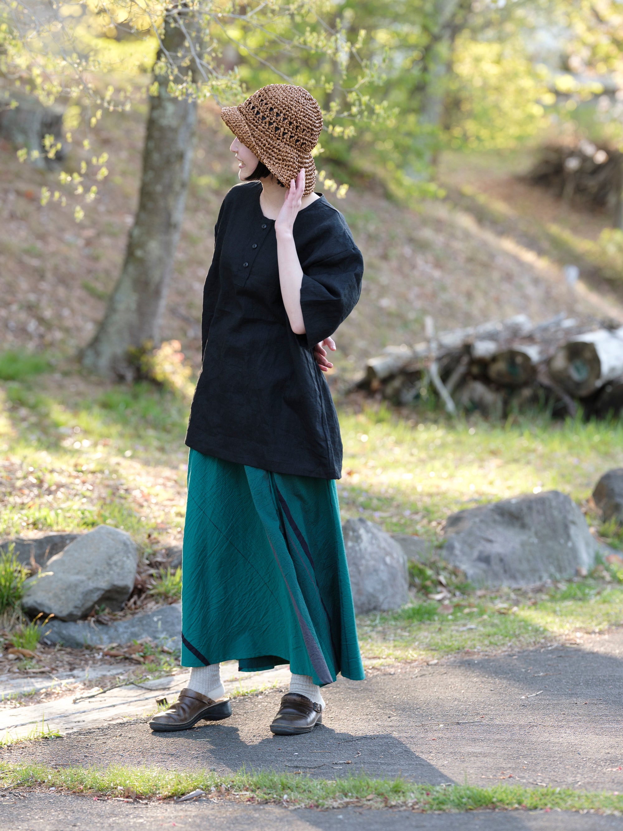 MUYA/ショートスリーブヘンリーネックシャツ