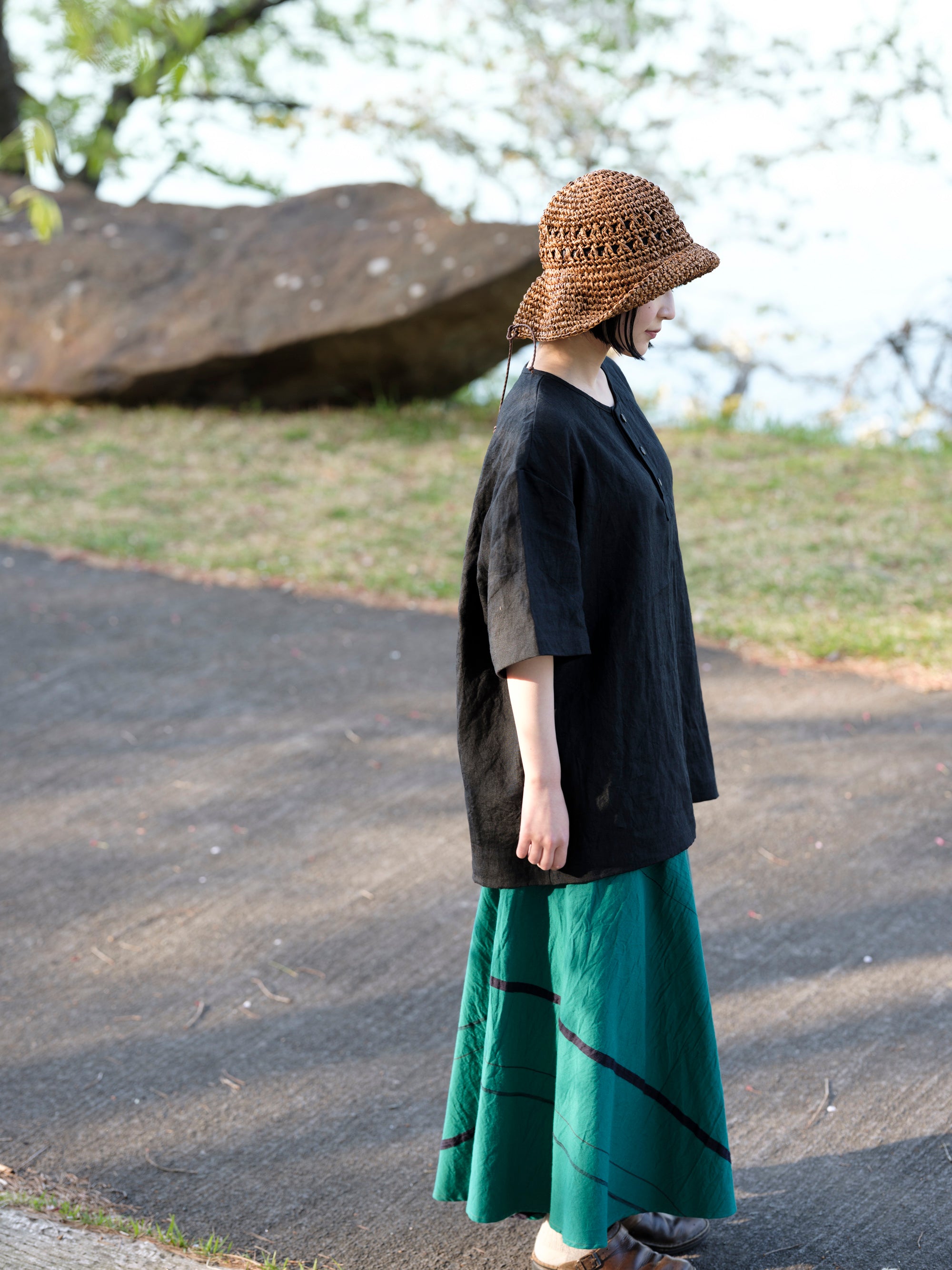 MUYA/ショートスリーブヘンリーネックシャツ