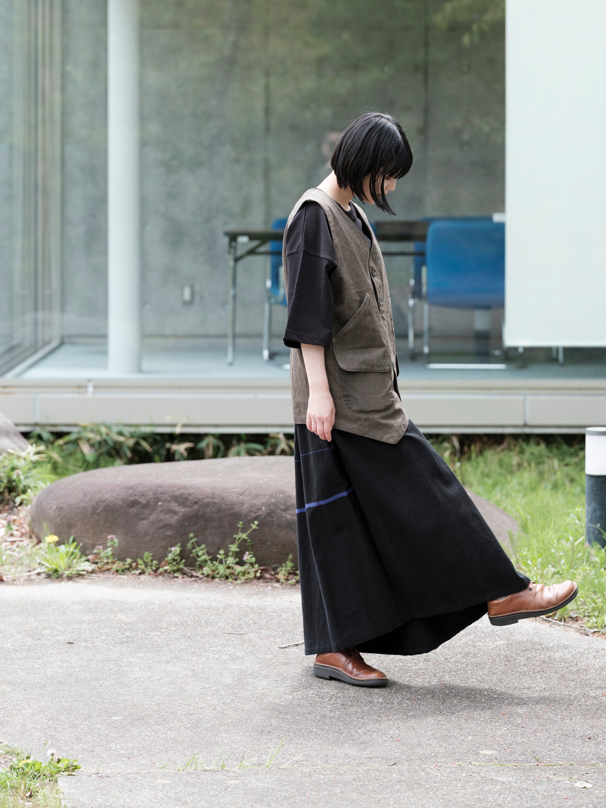 tamaki niime/powan skirt long/cotton