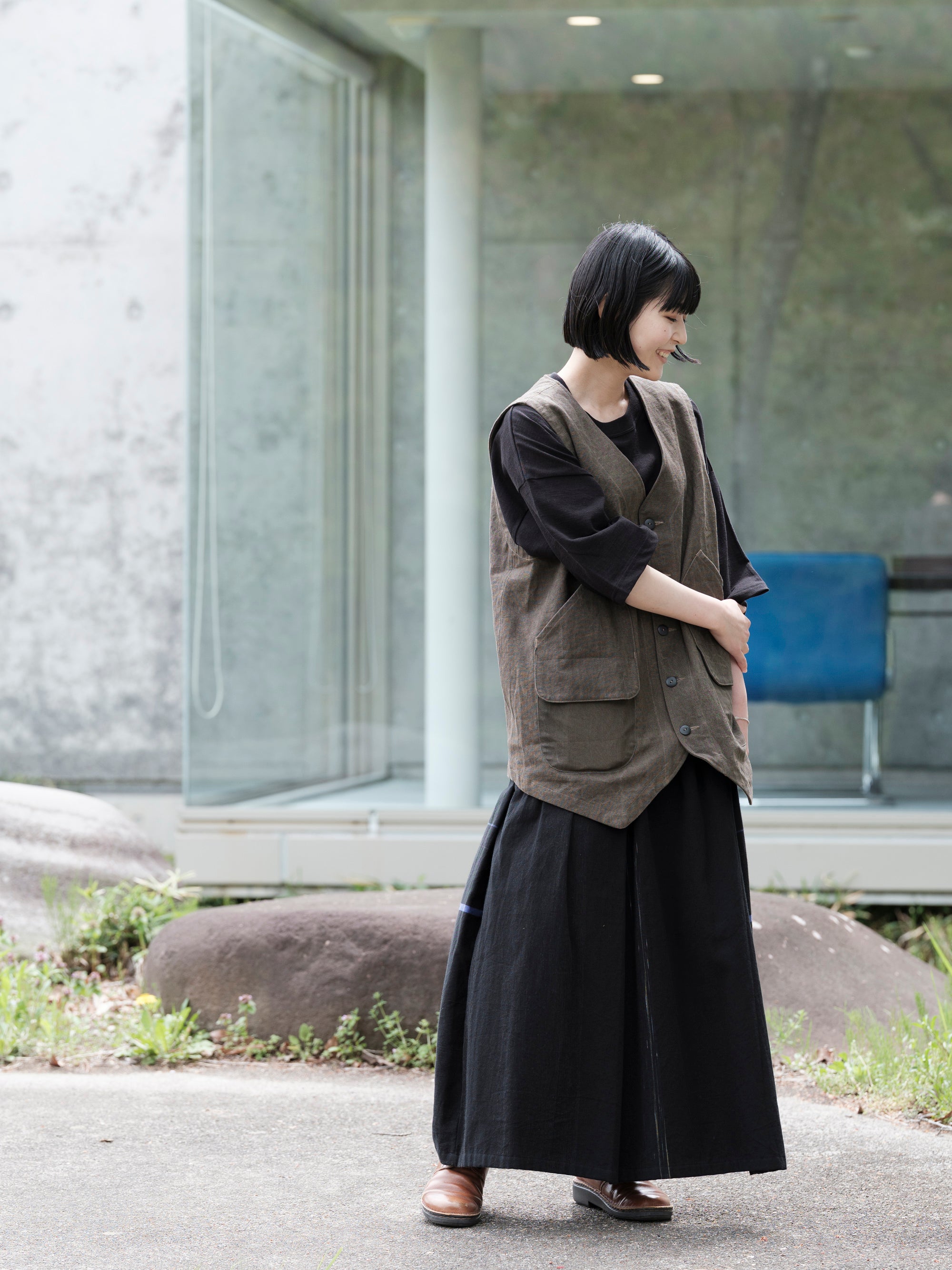 tamaki niime/powan skirt long/cotton