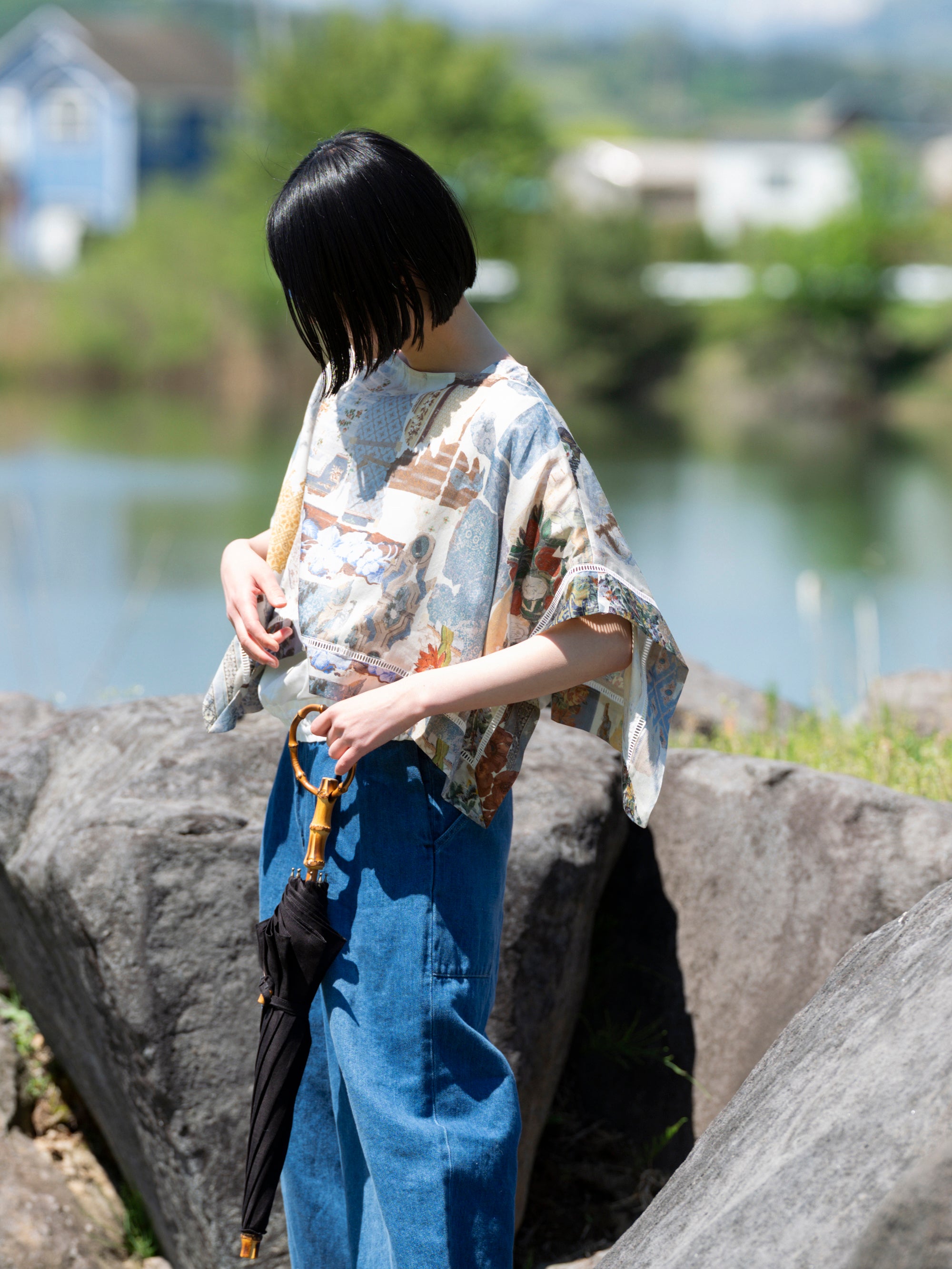 ASEEDONCLOUD/Furoshiki Blouse/Travel memories print