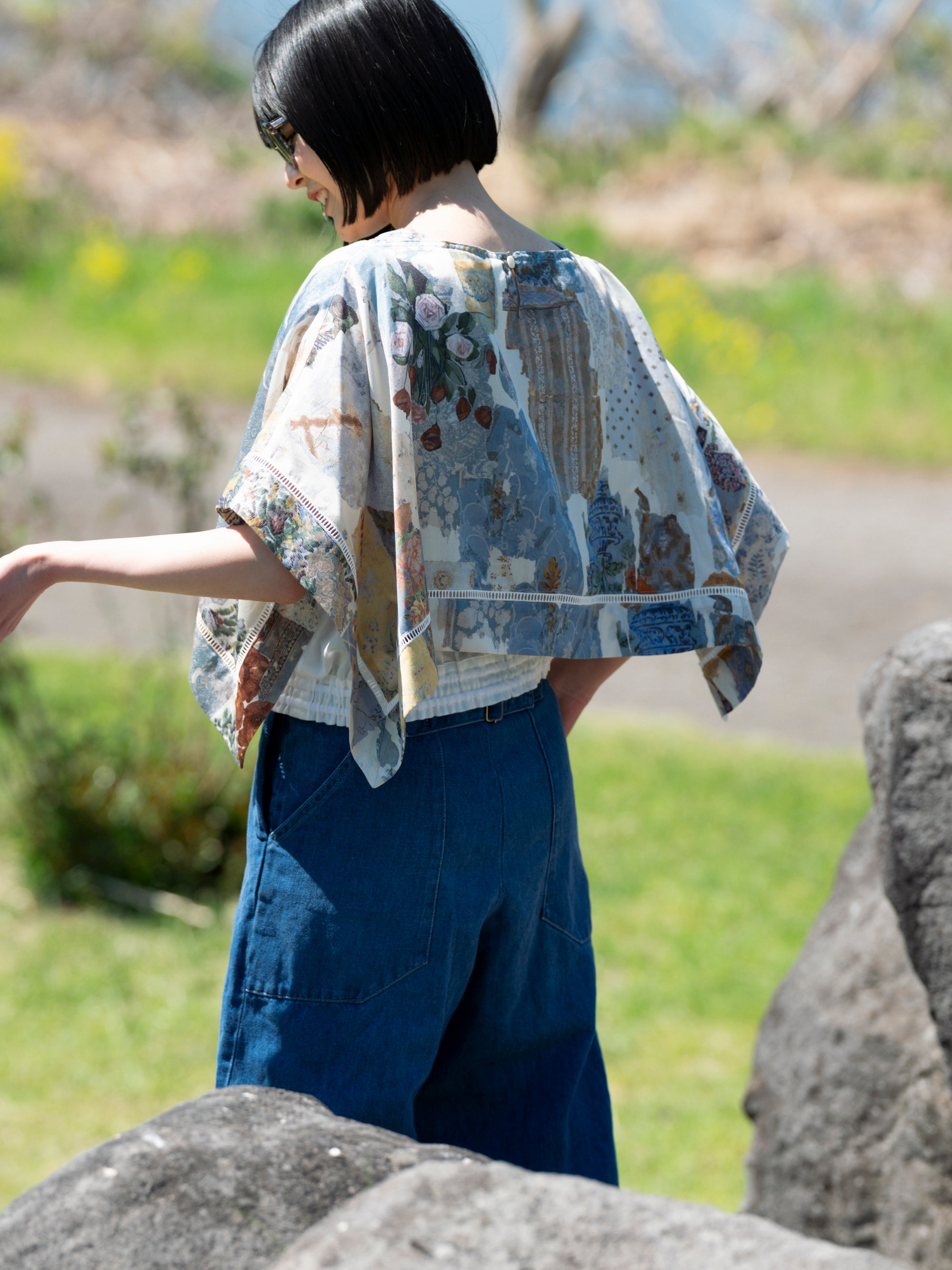 ASEEDONCLOUD/Furoshiki Blouse/Travel memories print