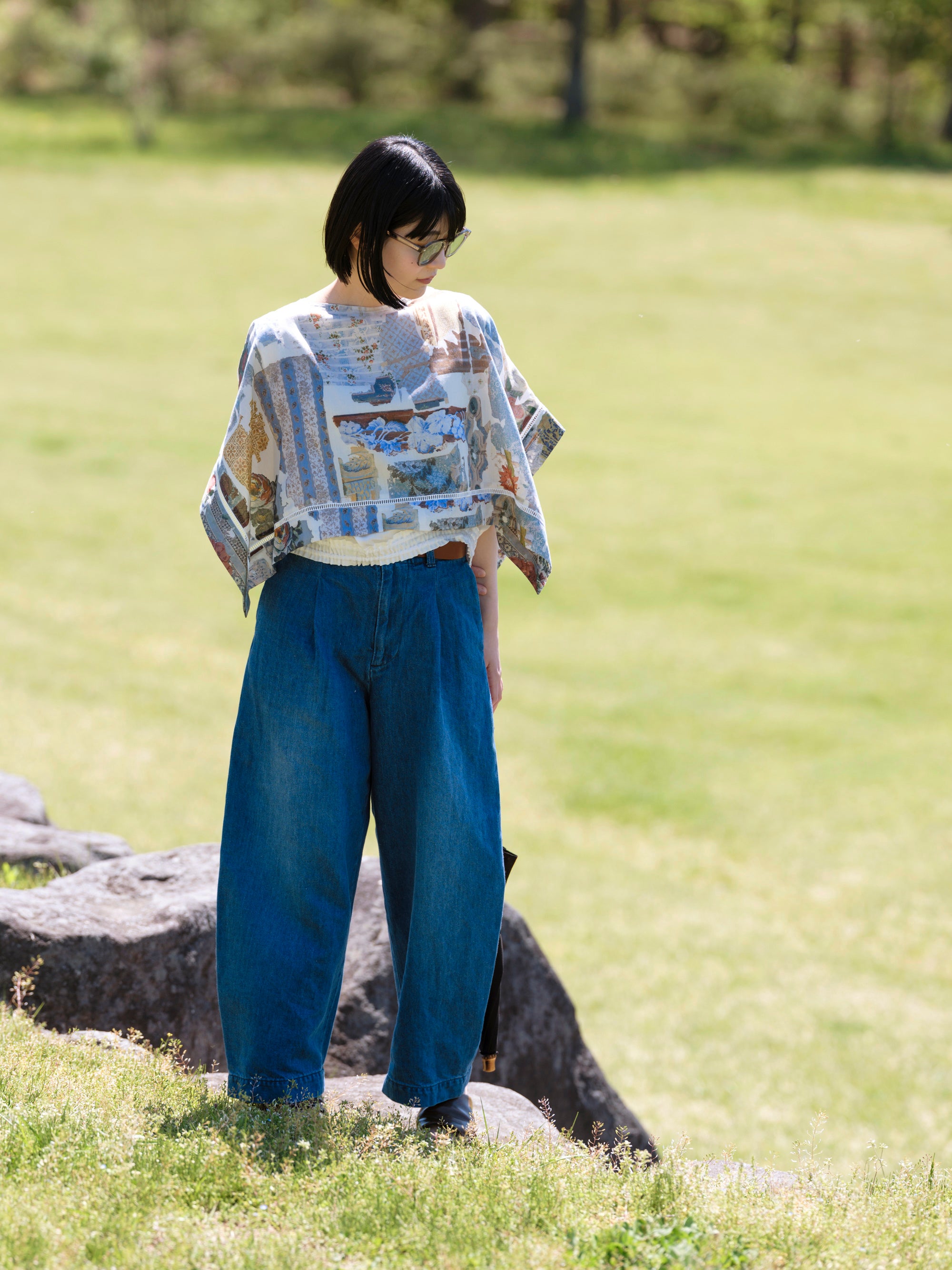 HW wide trousers Denim washed ｜ASEEDONCLOUD