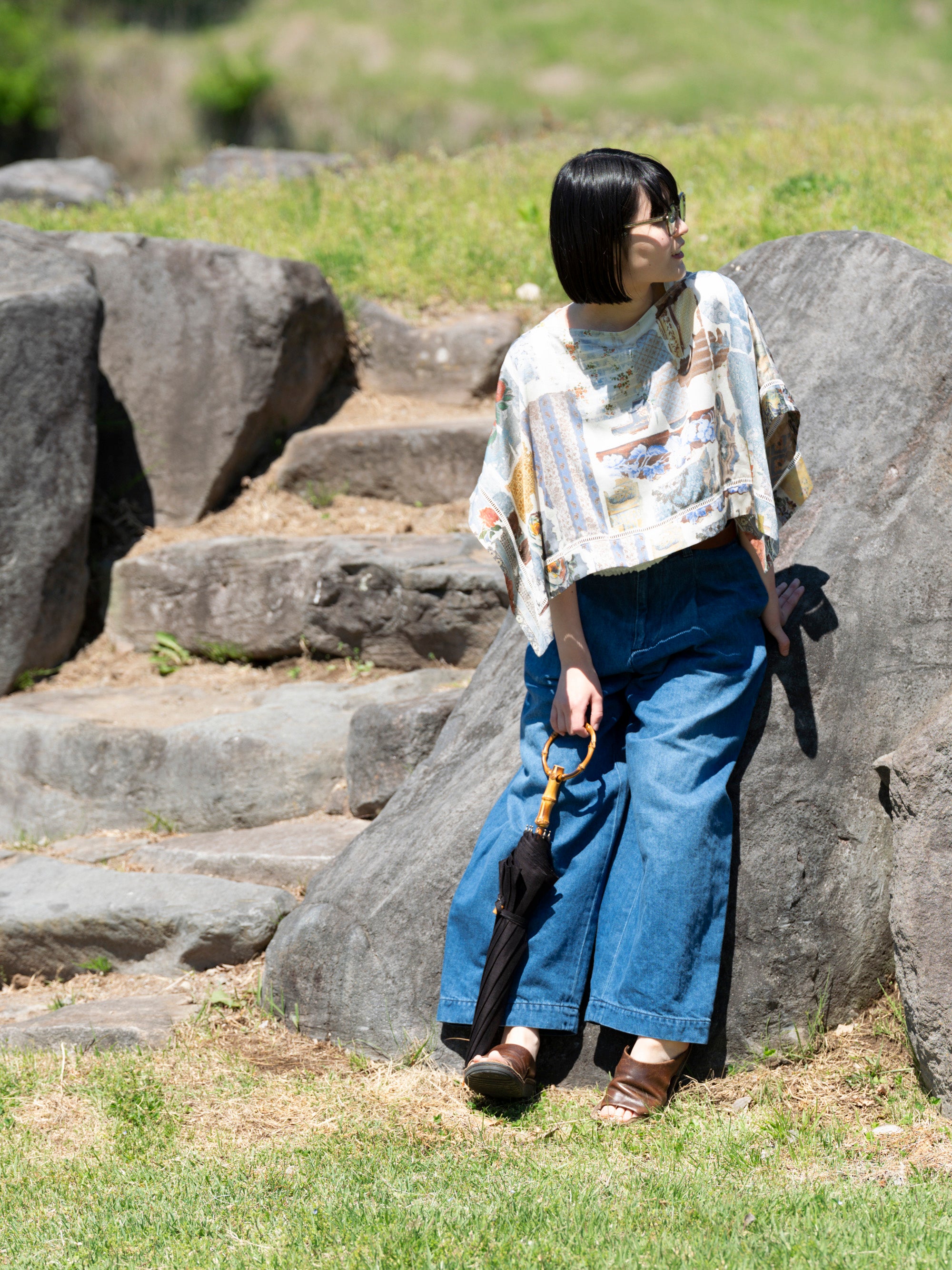 ASEEDONCLOUD/Furoshiki Blouse/Travel memories print