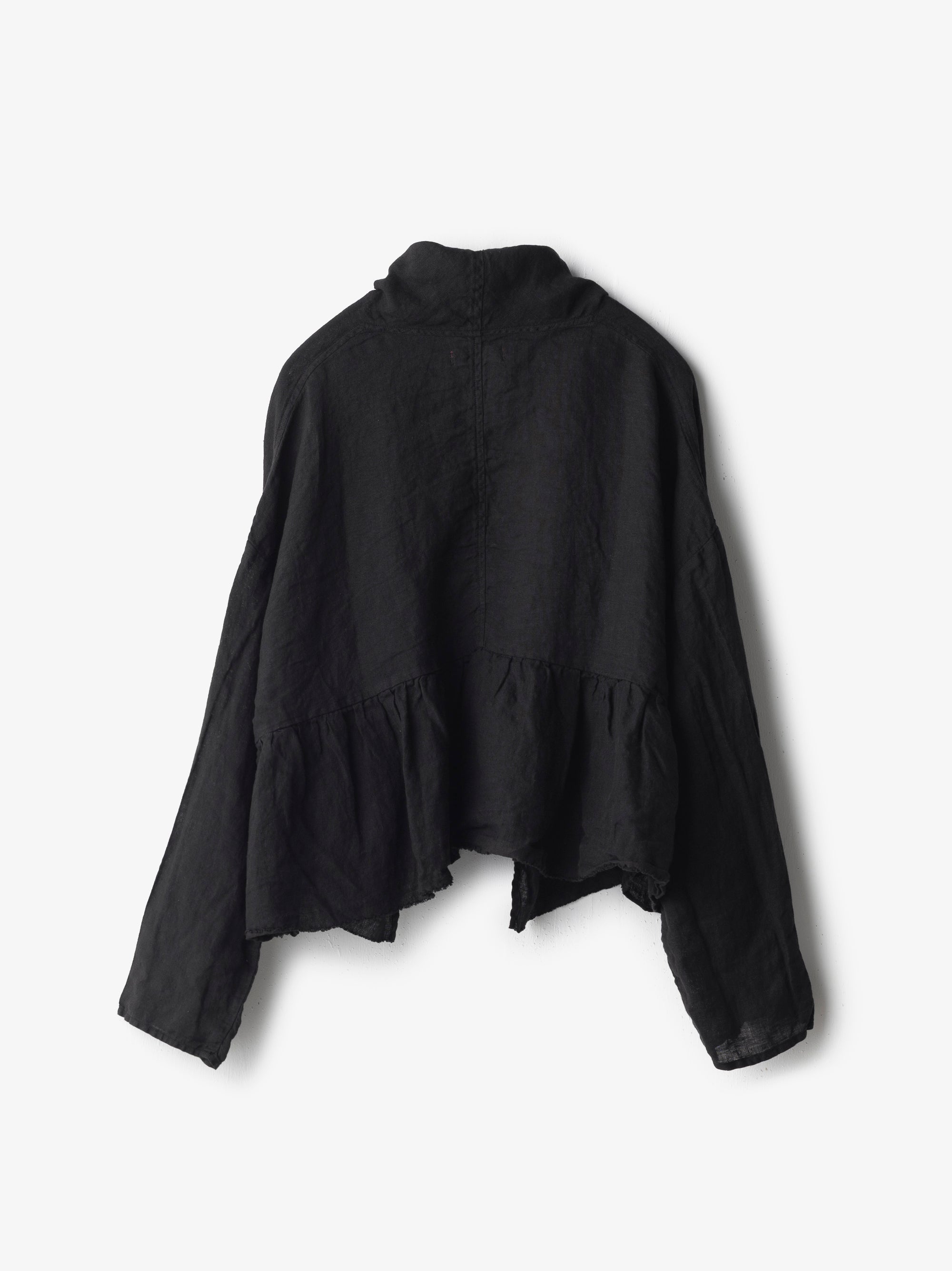 Gathered Cardy Lt Weight Overdyed Irish Linen｜Honnete
