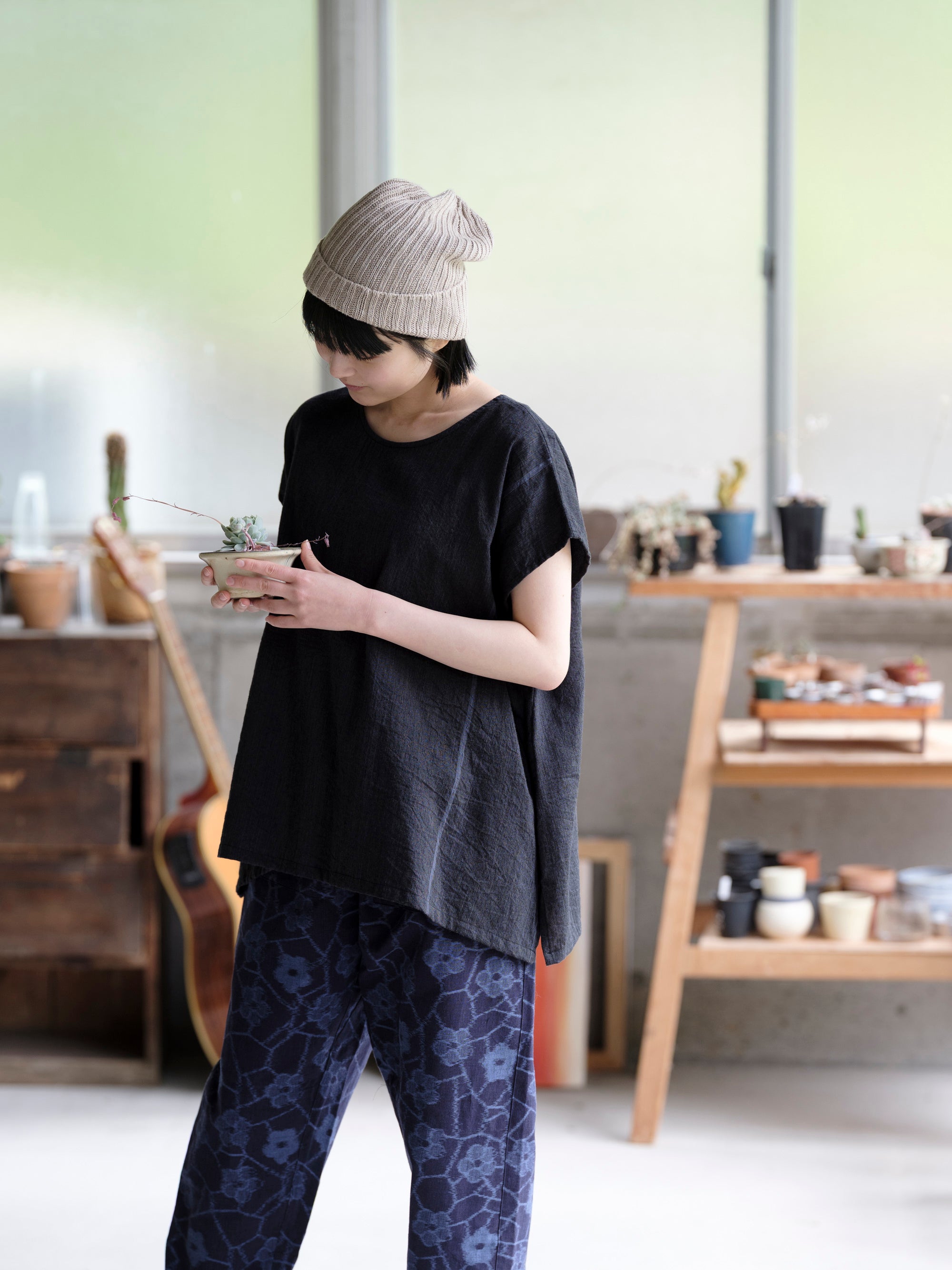 tamaki niime/fuwa-T short/cotton　