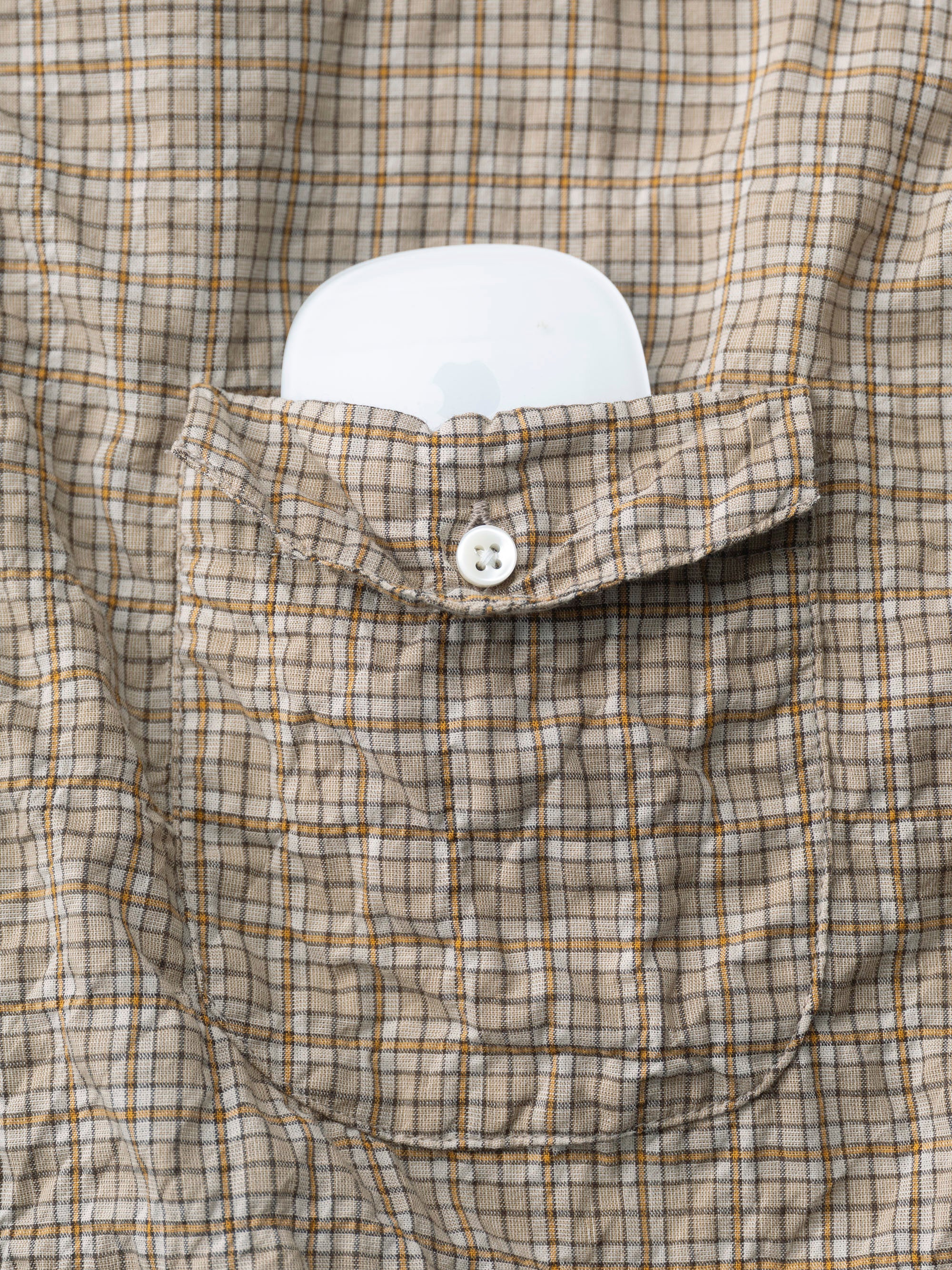 classico/h.b スタンドカラーシャツ/sharring check/natural nuts