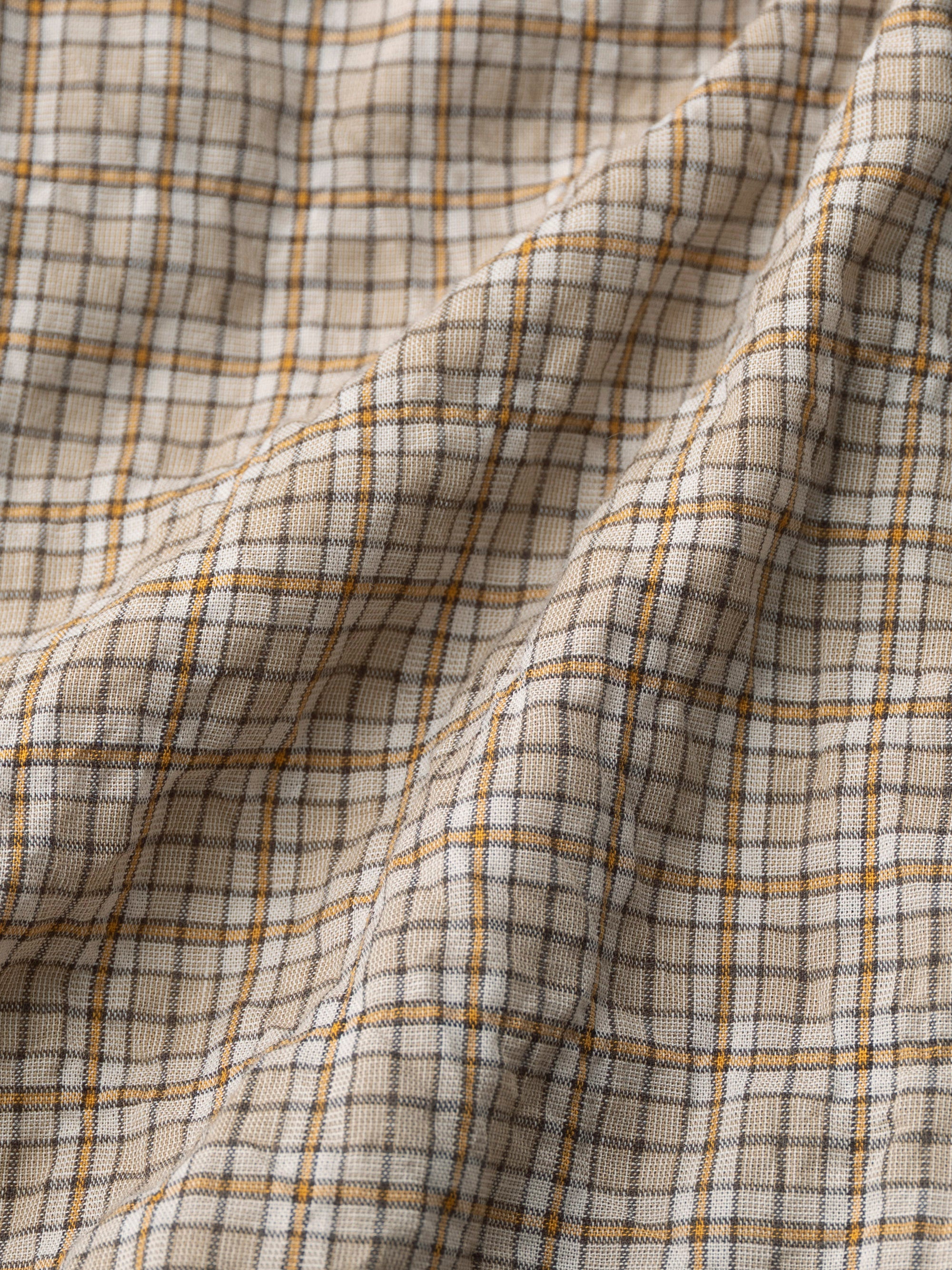 classico/h.b スタンドカラーシャツ/sharring check/natural nuts