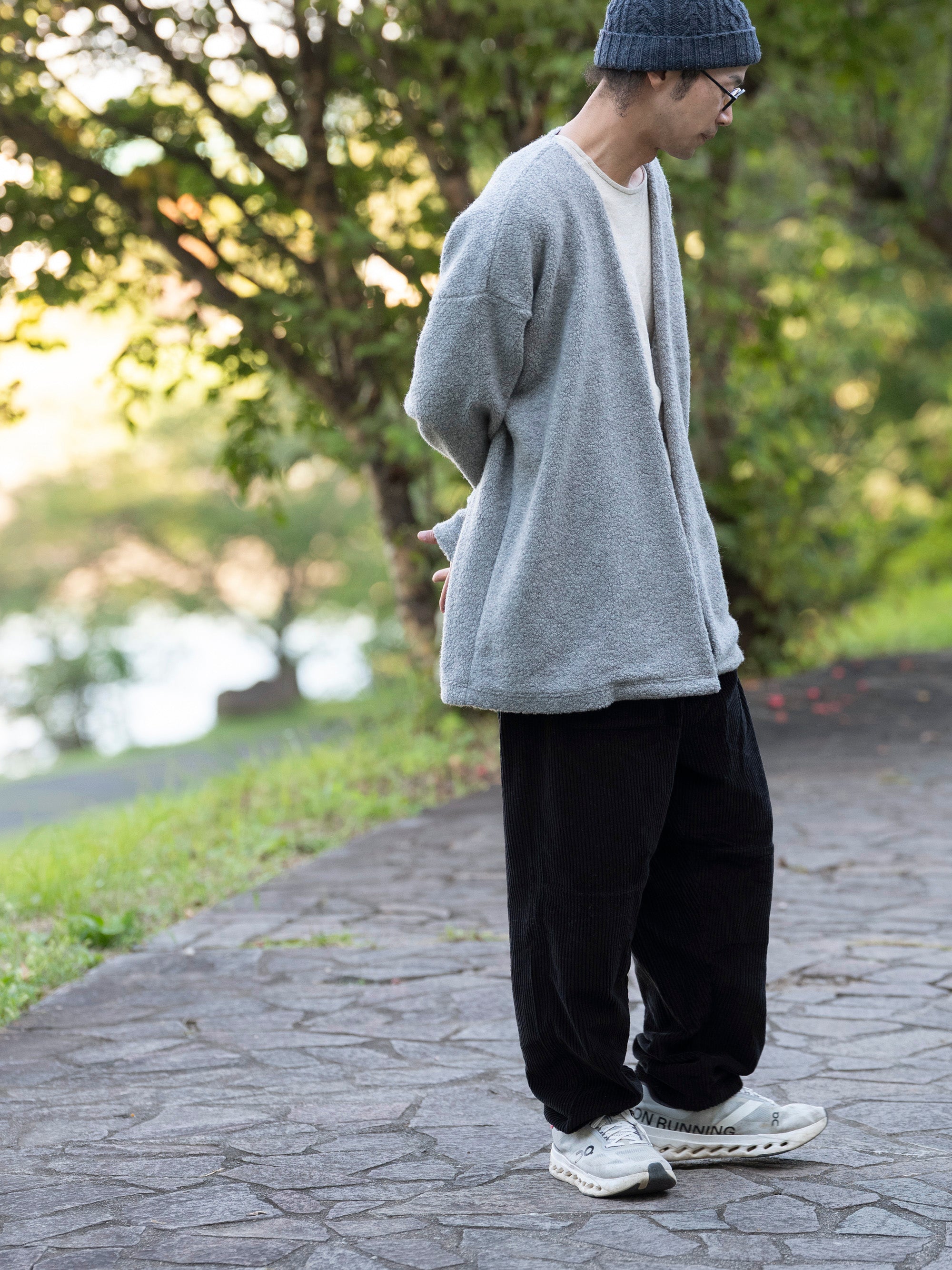 MUYA リラックスカーディガン　ブラック　新品未使用品 ウールパイル リラックスカーディガン｜MUYA
